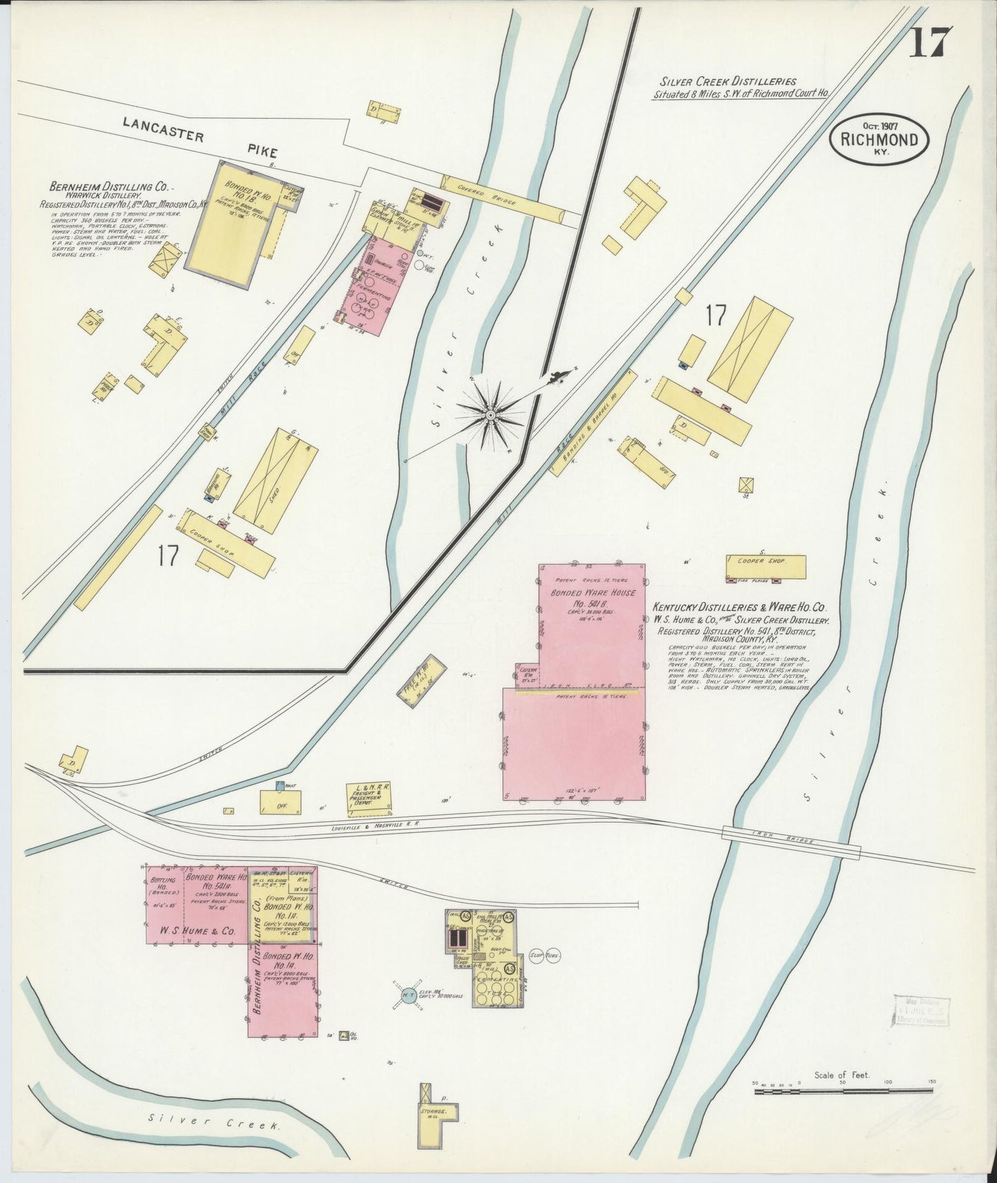 Sanborn Fire Insurance Map from Richmond, Madison County, Kentucky (1907), Sheet #0017 - Complete Map Set gallery image, historic Sanborn map, vintage wall art, Kentucky Kentucky
