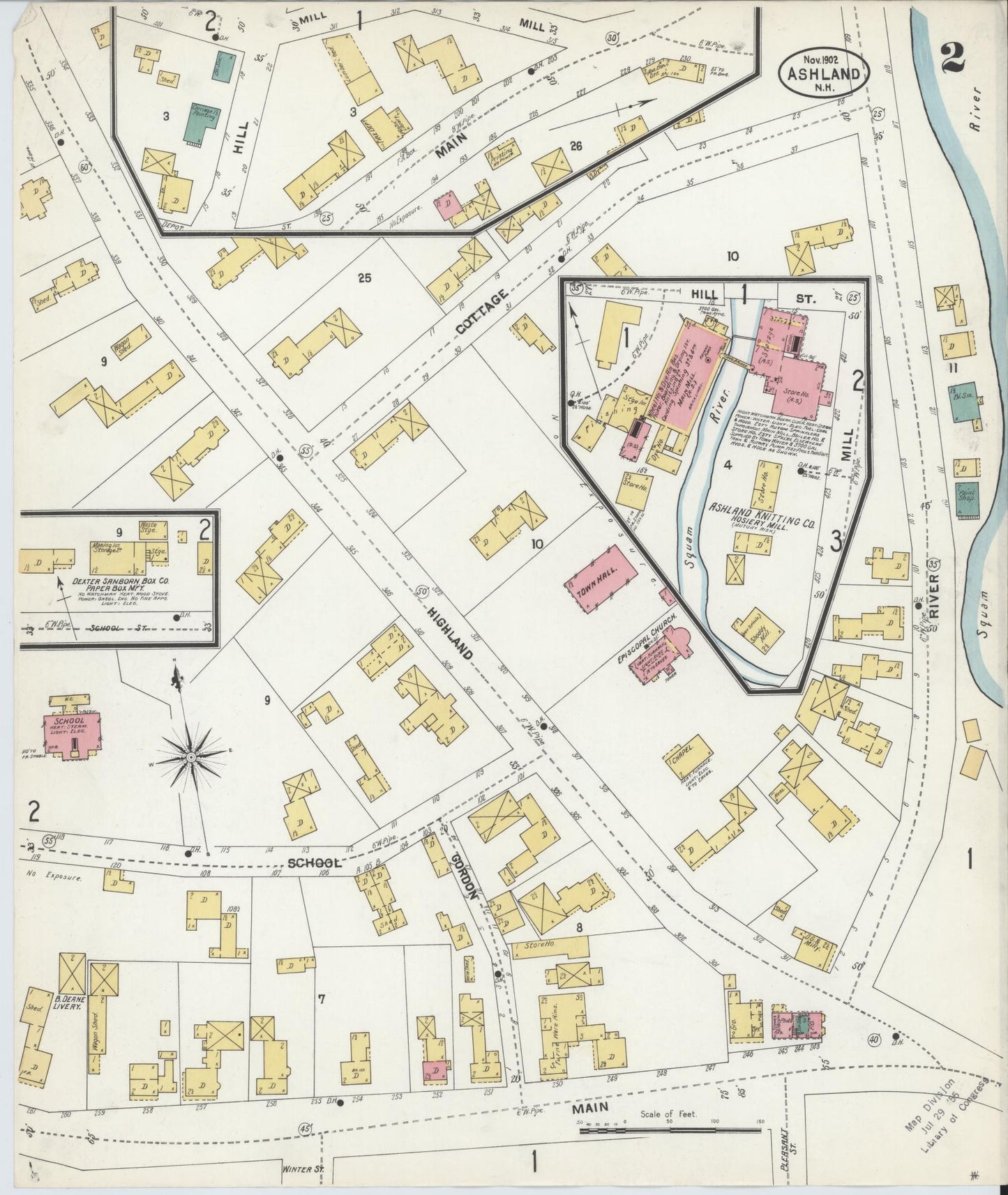 Sanborn Fire Insurance Map from Ashland, Grafton County, New Hampshire (1902), Sheet #0002 - Historic Sanborn Fire Insurance Map Print, vintage old map wall art, antique decor, genealogy gift, New Hampshire New Hampshire map