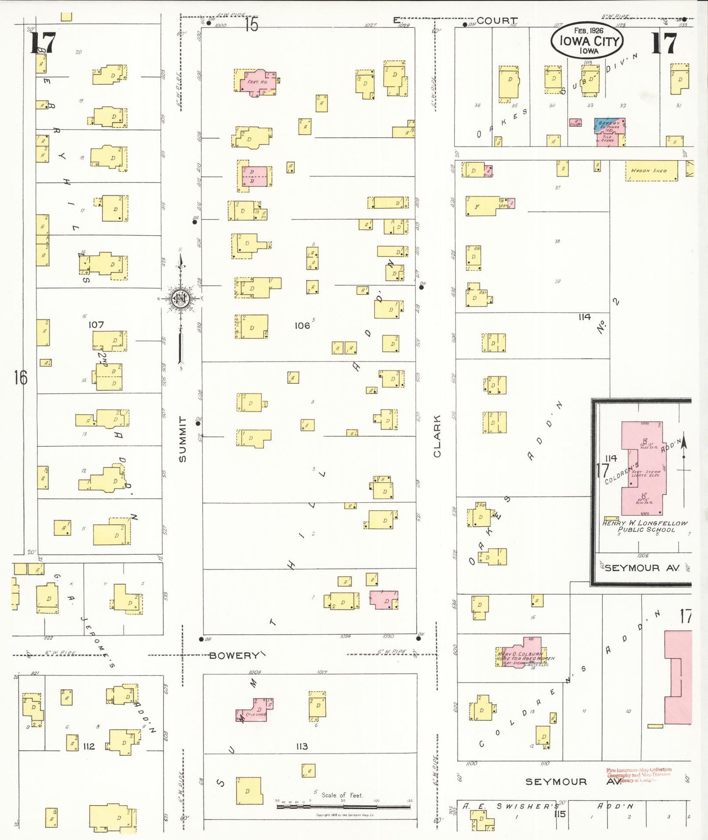 Sanborn Fire Insurance Map from Iowa City, Johnson County, Iowa (1926), Sheet #0017 - Historic Sanborn Fire Insurance Map Print, vintage old map wall art