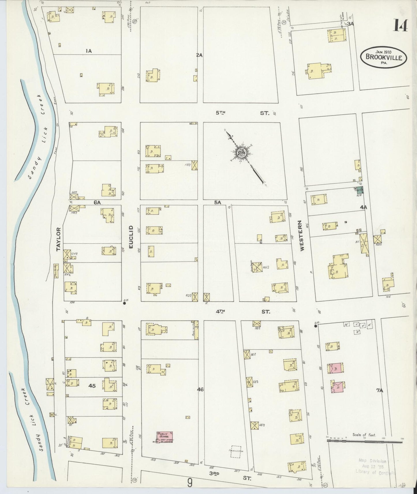 Sanborn Fire Insurance Map from Brookville, Jefferson County, Pennsylvania (1910), Sheet #0014 - Historic Sanborn Fire Insurance Map Print, vintage old map wall art, antique decor, genealogy gift, Pennsylvania Pennsylvania map