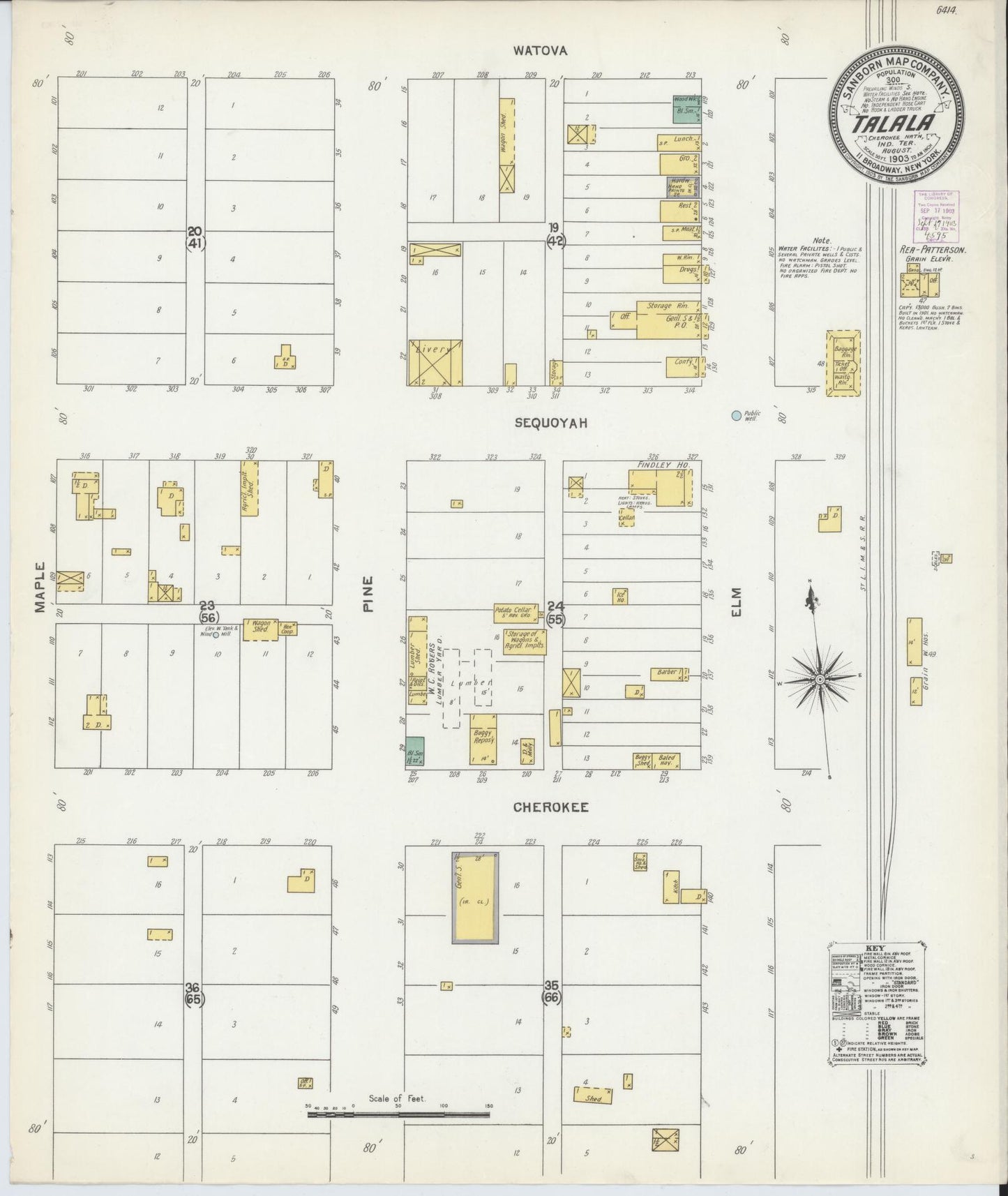 Sanborn Fire Insurance Map from Talala, Rodgers County, Oklahoma (1903), Sheet #0001 - Historic Sanborn Fire Insurance Map Print, vintage old map wall art, antique decor, genealogy gift, Oklahoma Oklahoma map