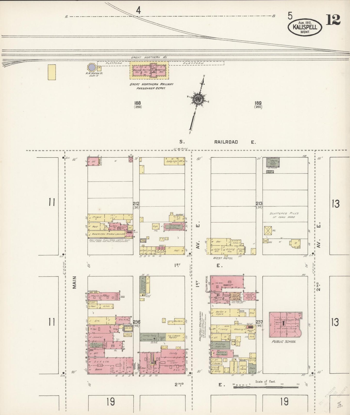 Sanborn Fire Insurance Map from Kalispell, Flathead County, Montana (1910), Sheet #0012 - Historic Sanborn Fire Insurance Map Print, vintage old map wall art, antique decor, genealogy gift, Montana Montana map