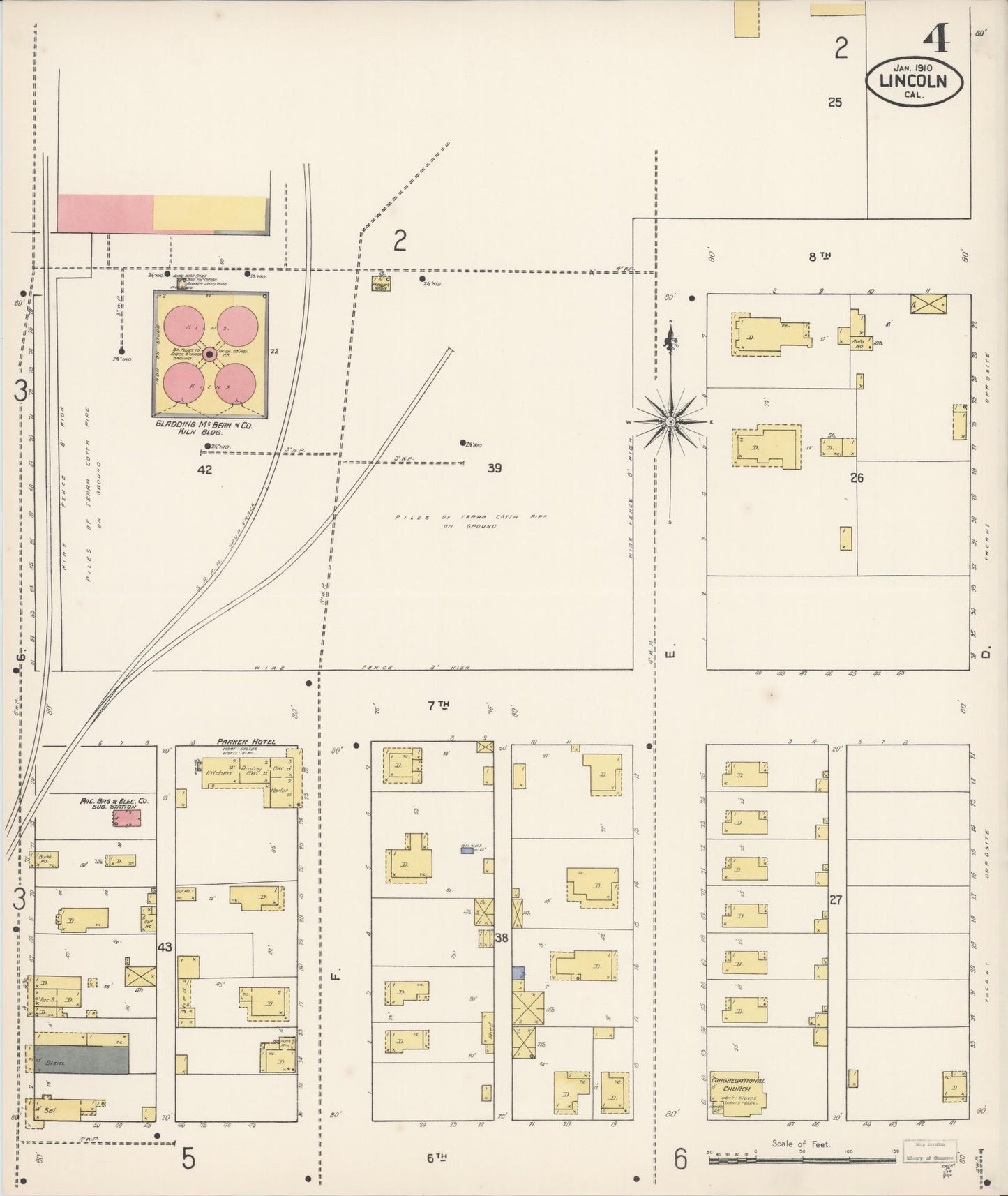 Sanborn Fire Insurance Map from Lincoln, Placer County, California (1910), Sheet #0004 - Historic Sanborn Fire Insurance Map Print, vintage old map wall art, antique decor, genealogy gift, California California map