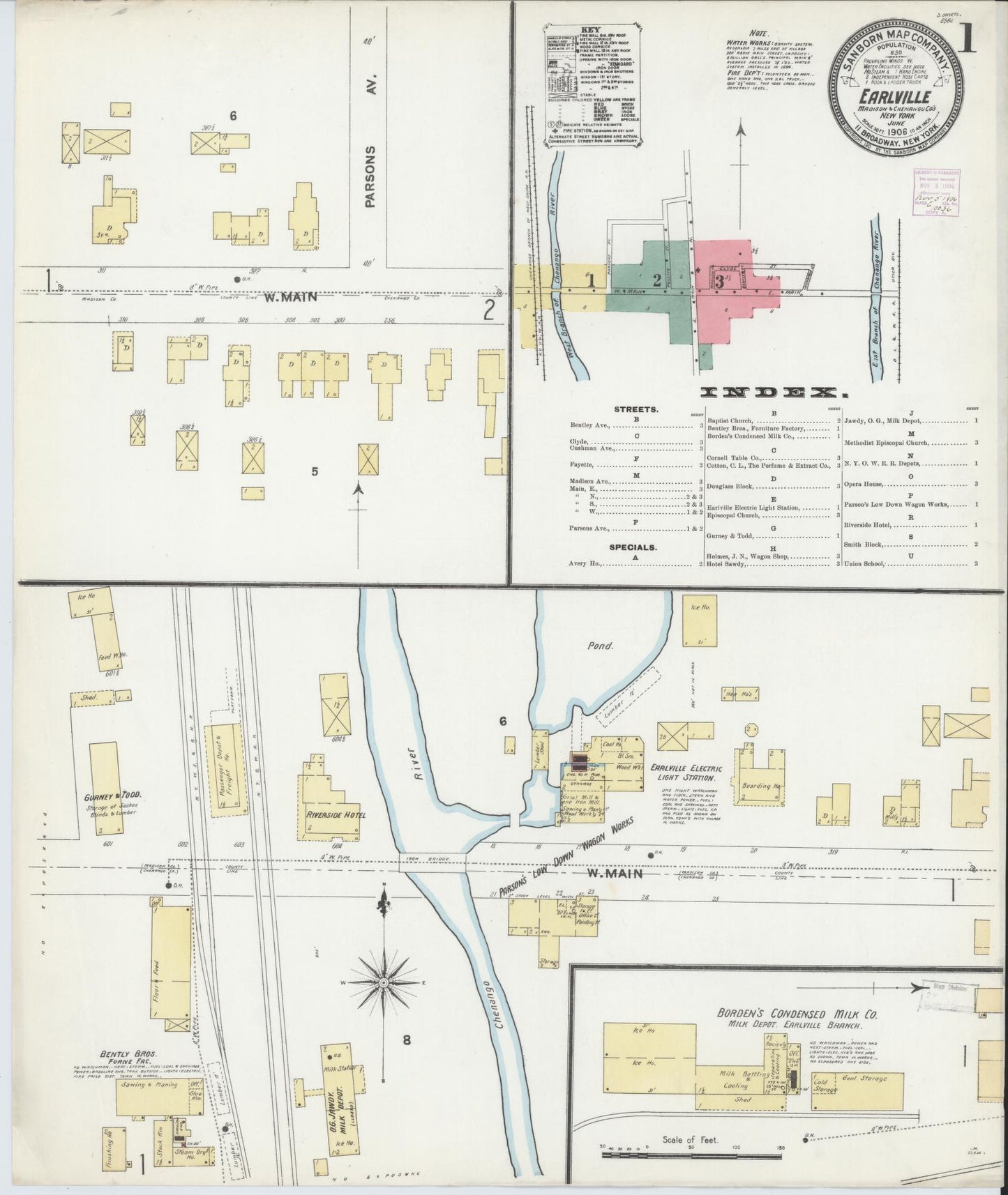 Sanborn Fire Insurance Map from Earlville, Madison And Chenango Counties, New York. (1906) – Historic Sanborn Fire Insurance Map Print