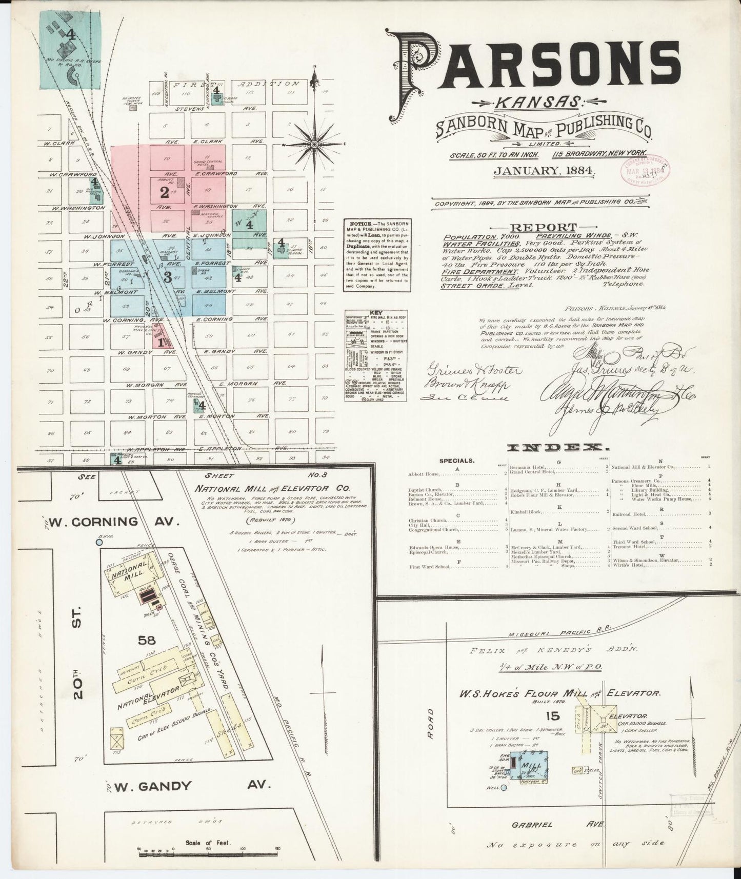 Sanborn Fire Insurance Map from Parsons, Labette County, Kansas. (1884) – Historic Sanborn Fire Insurance Map Print