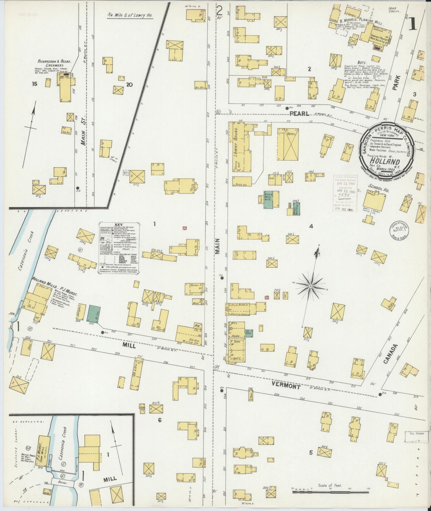 Sanborn Fire Insurance Map from Holland, Erie County, New York. (1900) – Historic Sanborn Fire Insurance Map Print