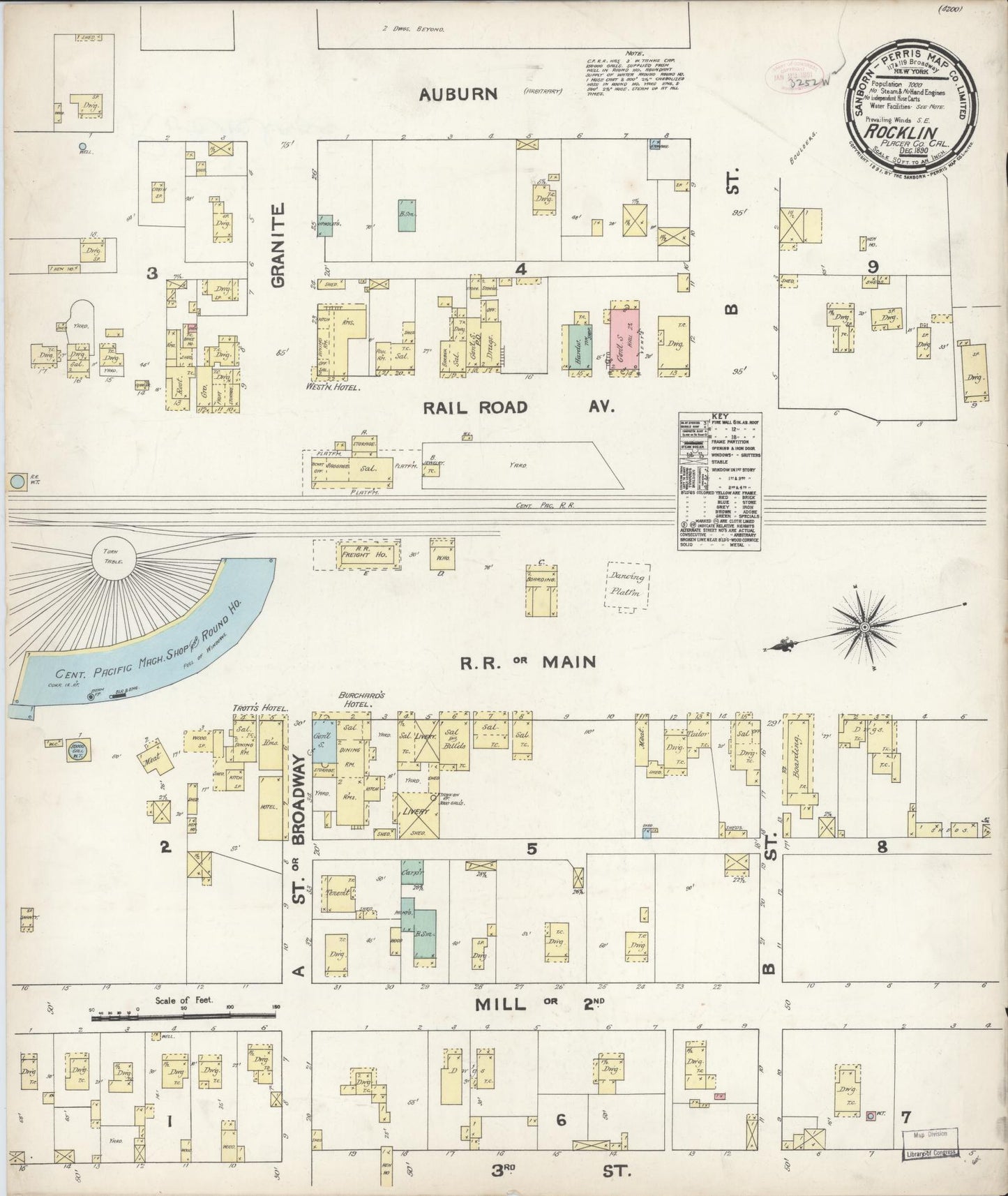 Sanborn Fire Insurance Map from Rocklin, Placer County, California. (1890) – Historic Sanborn Fire Insurance Map Print