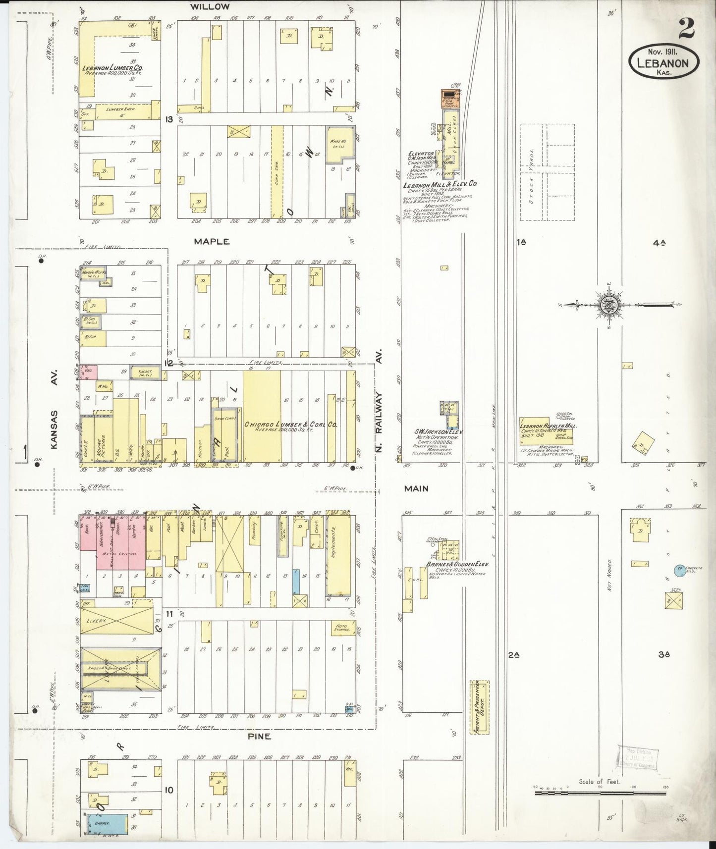Sanborn Fire Insurance Map from Lebanon, Smith County, Kansas (1911), Sheet #0002 - Complete Map Set gallery image, historic Sanborn map, vintage wall art, Kansas Kansas
