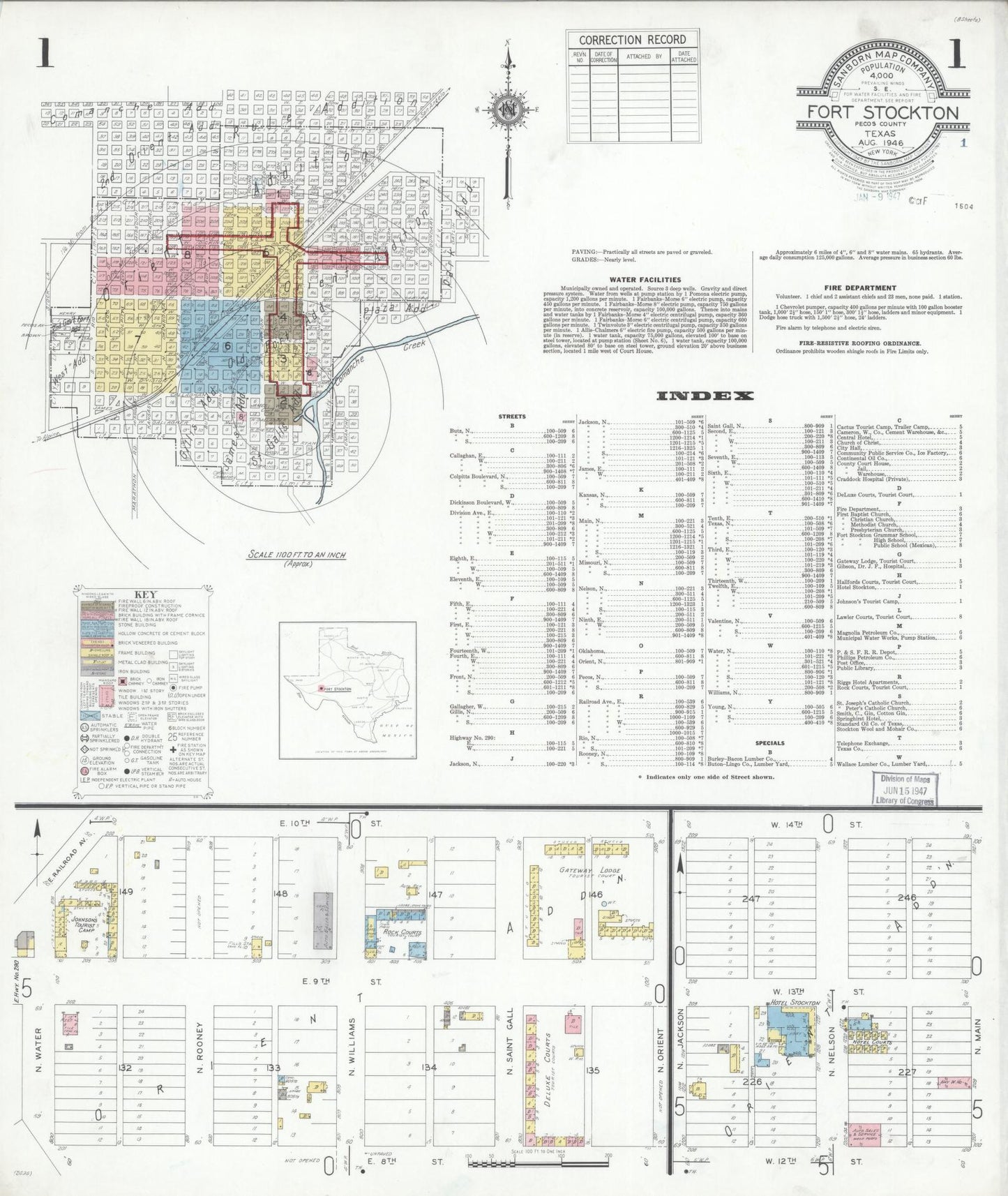 Sanborn Fire Insurance Map from Fort Stockton, Pecos County, Texas. (1946) – Historic Sanborn Fire Insurance Map Print