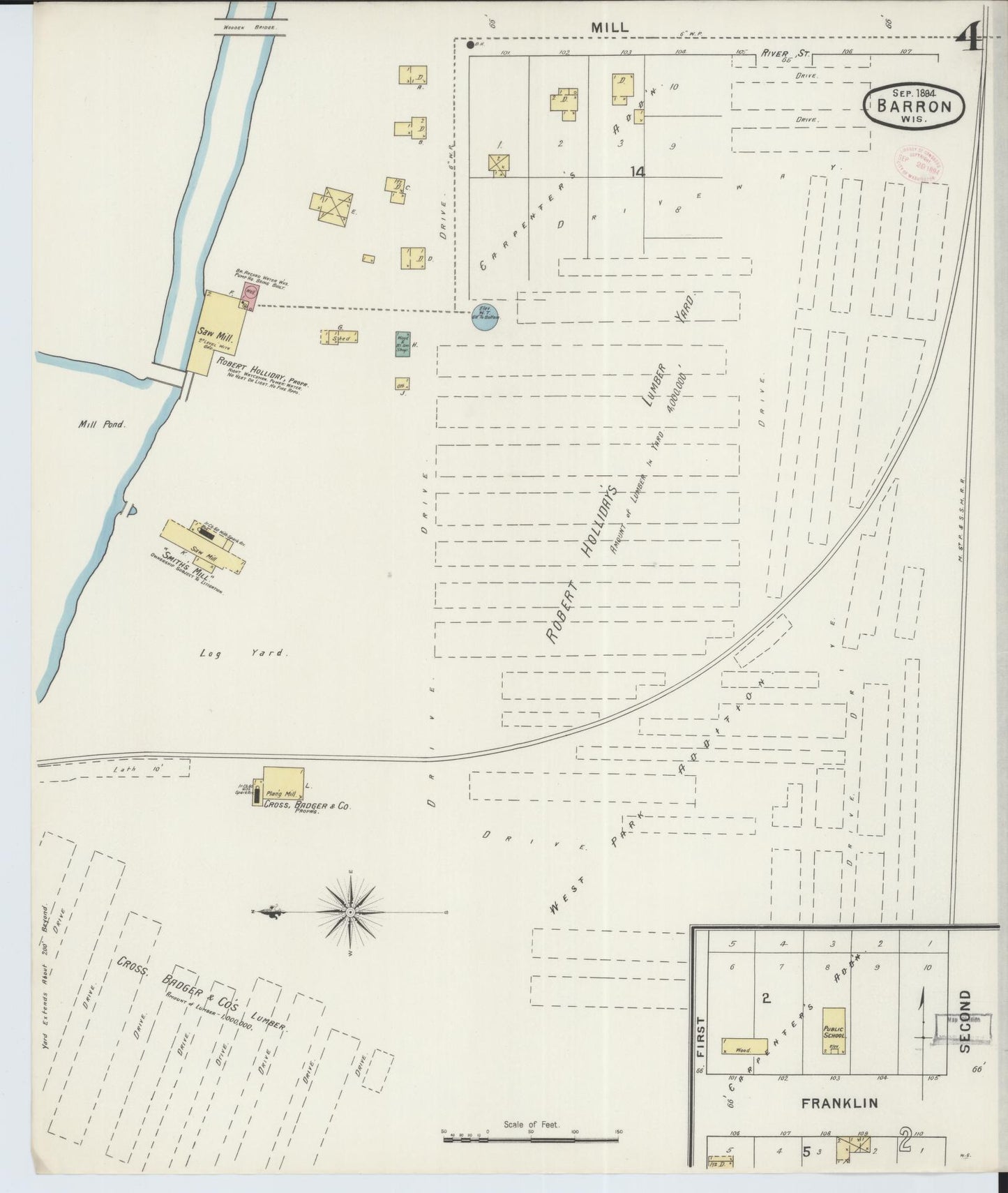 Sanborn Fire Insurance Map from Barron, Barron County, Wisconsin (1894), Sheet #0004 - Complete Map Set gallery image, historic Sanborn map, vintage wall art, Wisconsin Wisconsin