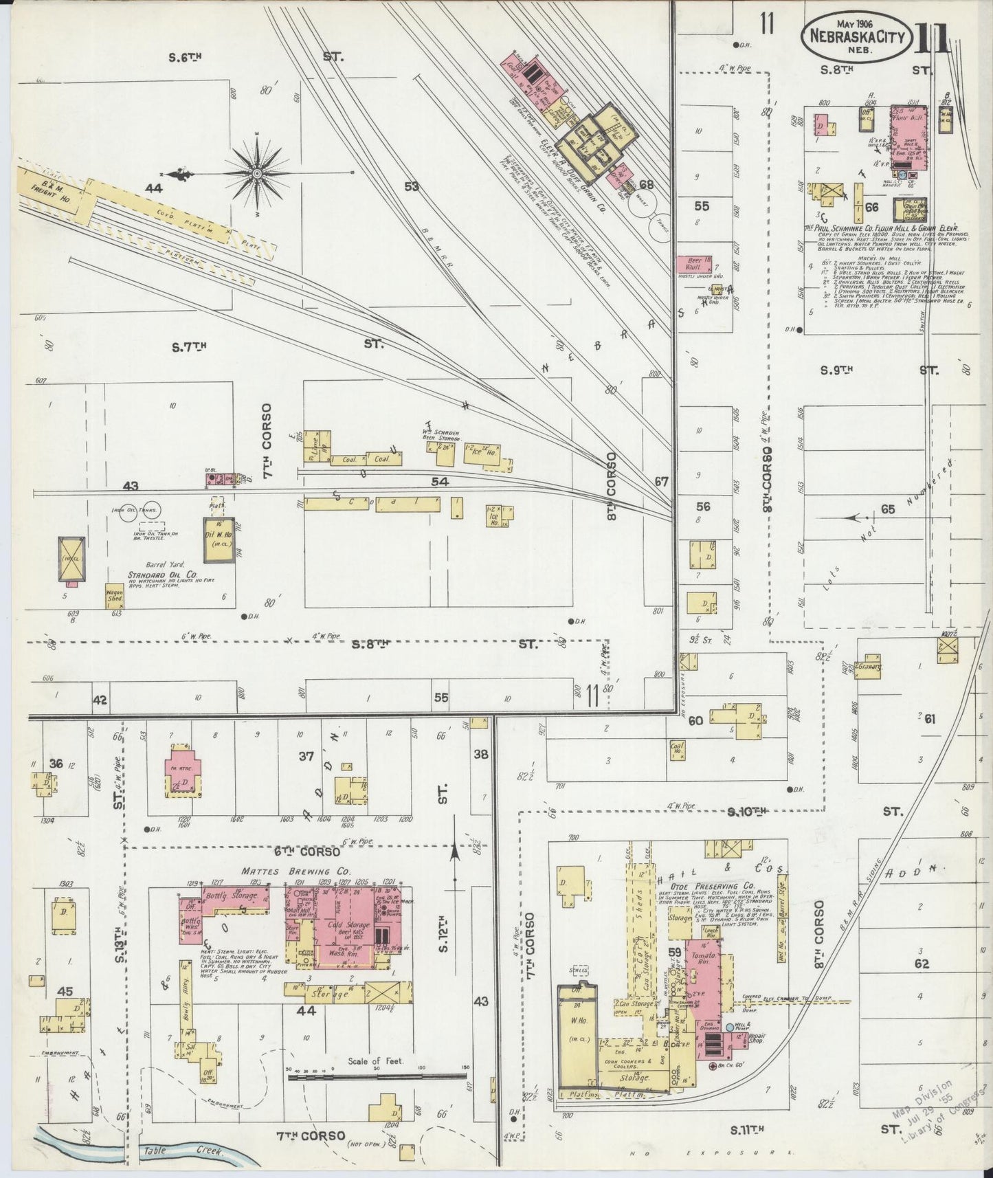 Sanborn Fire Insurance Map from Nebraska City, Otoe County, Nebraska (1906), Sheet #0011 - Historic Sanborn Fire Insurance Map Print, vintage old map wall art, antique decor, genealogy gift, Nebraska Nebraska map