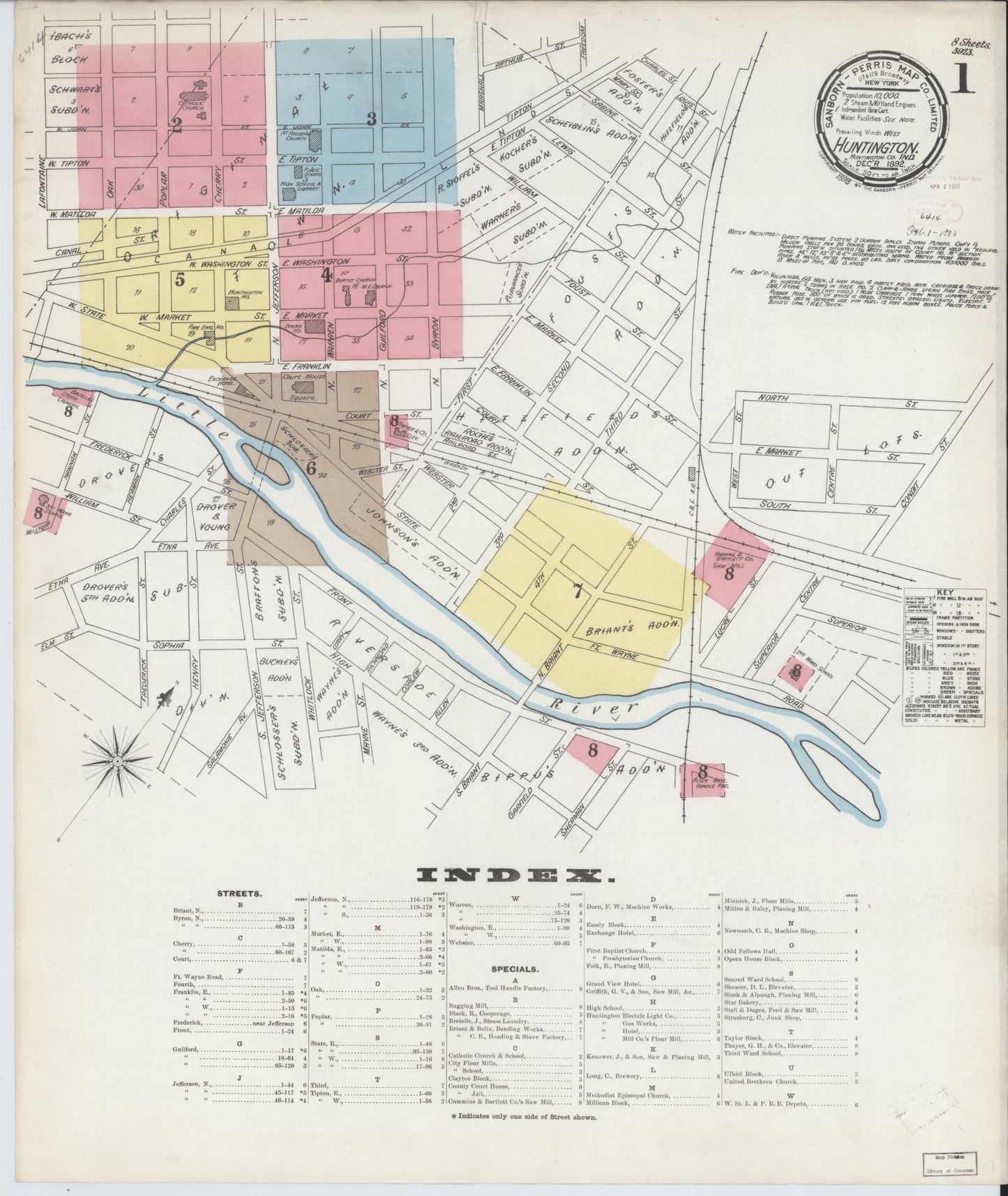 Sanborn Fire Insurance Map from Huntington, Huntington County, Indiana. (1892) – Historic Sanborn Fire Insurance Map Print