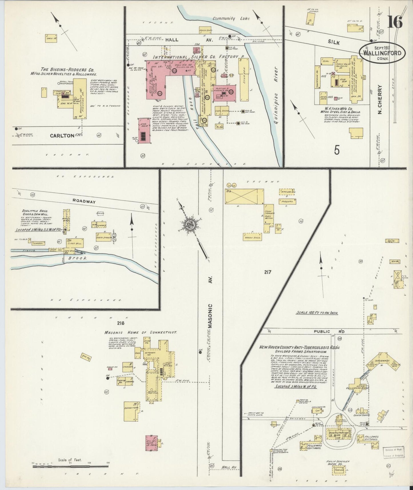 Sanborn Fire Insurance Map from Wallingford, New Haven County, Connecticut (1911), Sheet #0016 - Complete Map Set gallery image, historic Sanborn map, vintage wall art, Connecticut Connecticut