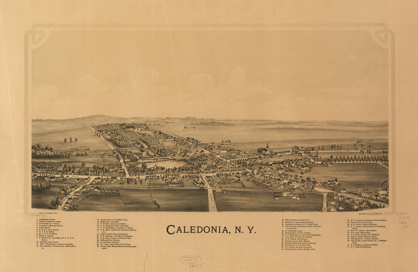 Caledonia, N.Y. (1892) – Historic Bird’s-Eye View Panorama Print