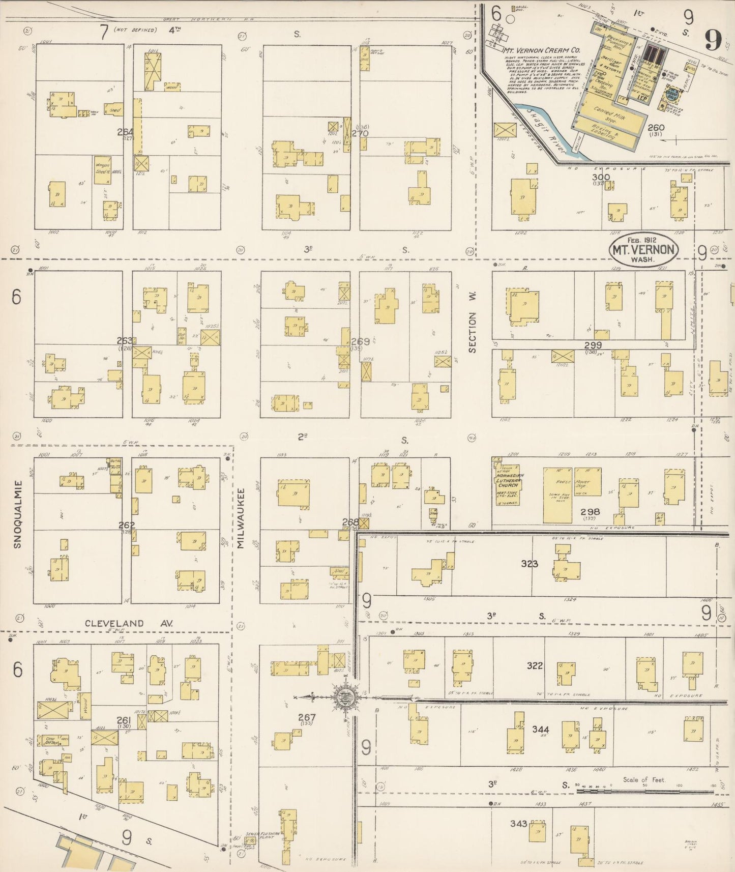 Sanborn Fire Insurance Map from Mount Vernon, Skagit County, Washington (1912), Sheet #0009 - Historic Sanborn Fire Insurance Map Print, vintage old map wall art, antique decor, genealogy gift, Washington Washington map