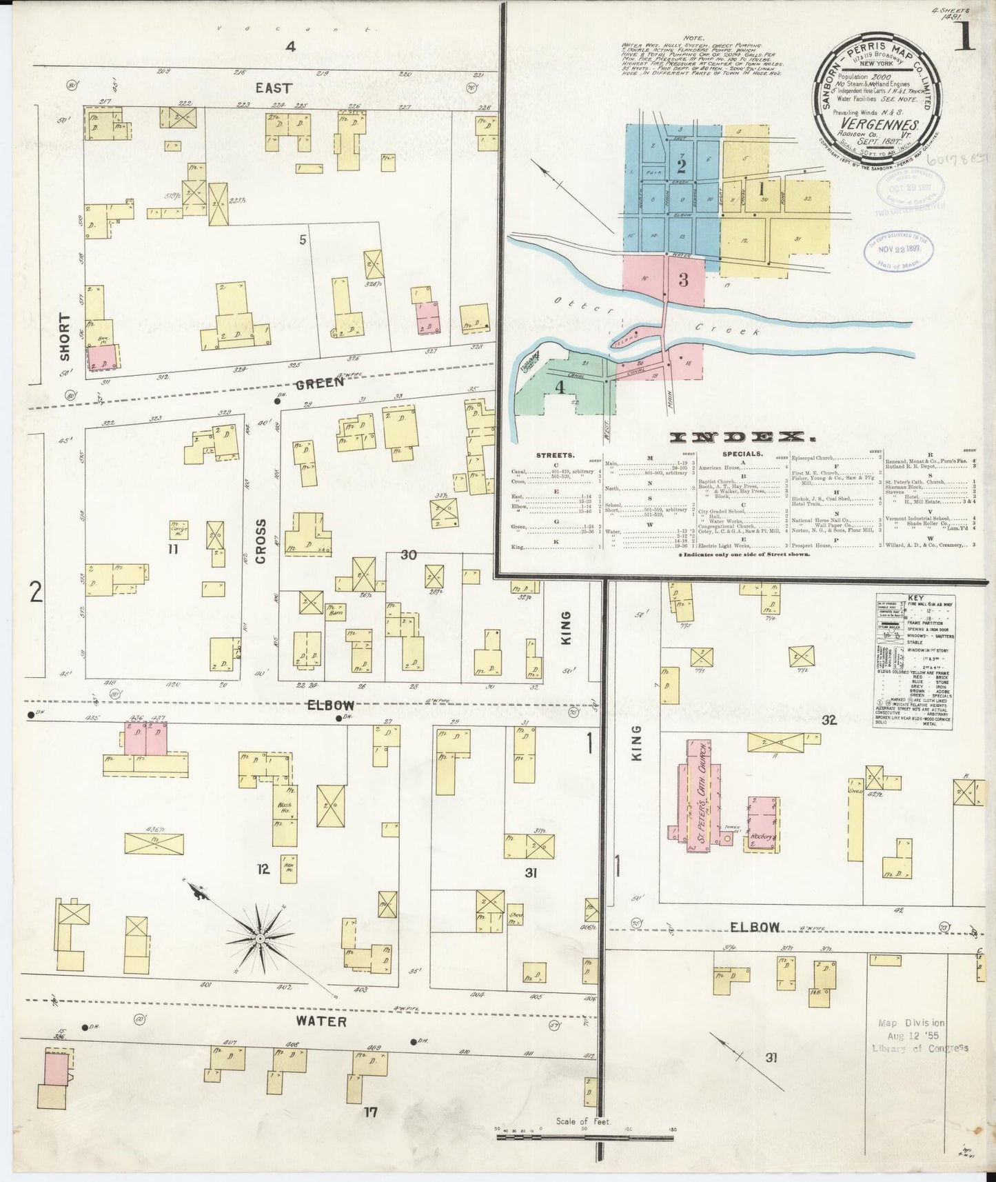 Sanborn Fire Insurance Map from Vergennes, Addison County, Vermont. (1897) – Historic Sanborn Fire Insurance Map Print