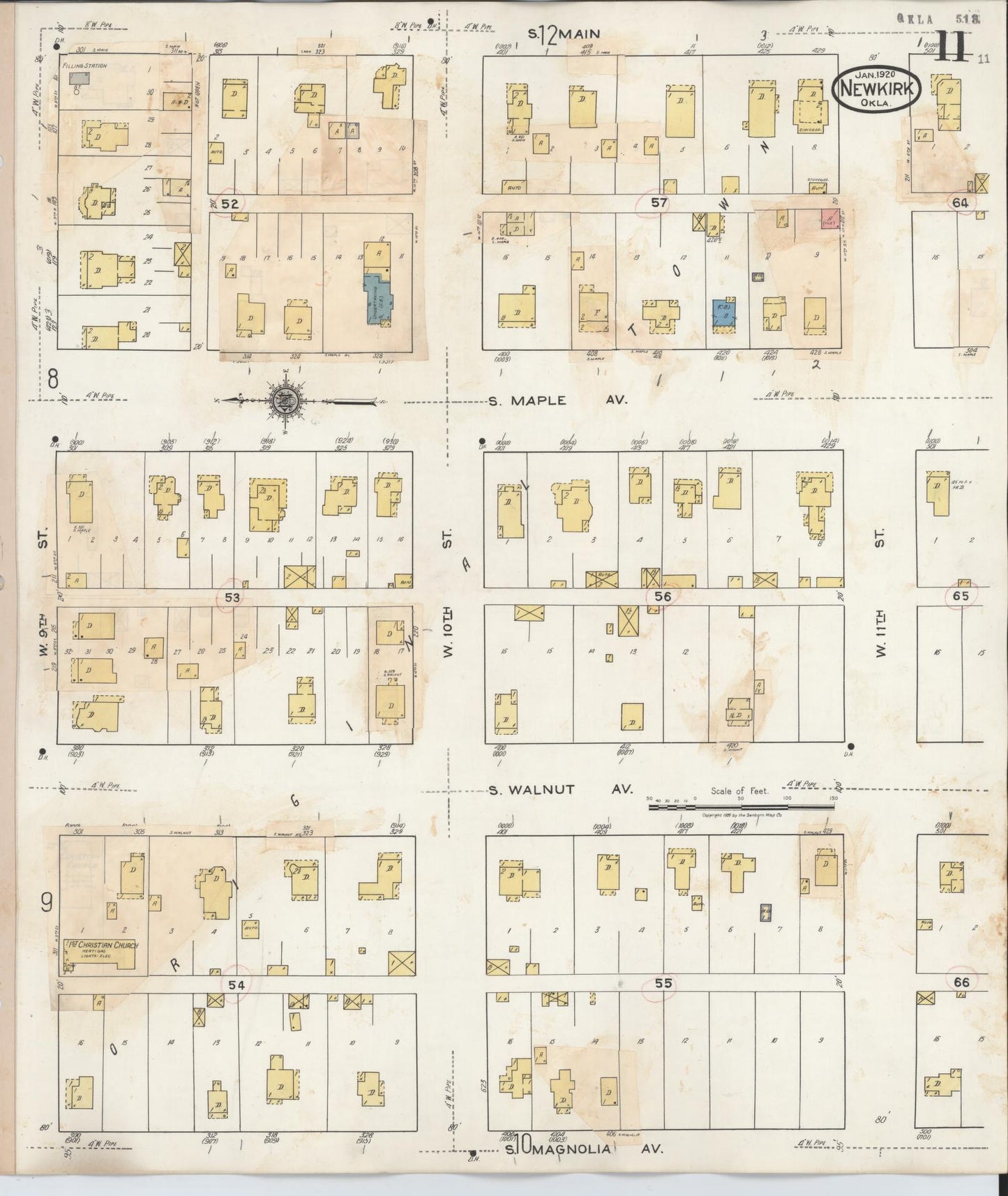 Sanborn Fire Insurance Map from Newkirk, Kay County, Oklahoma (1942), Sheet #0011 - Historic Sanborn Fire Insurance Map Print, vintage old map wall art, antique decor, genealogy gift, Oklahoma Oklahoma map