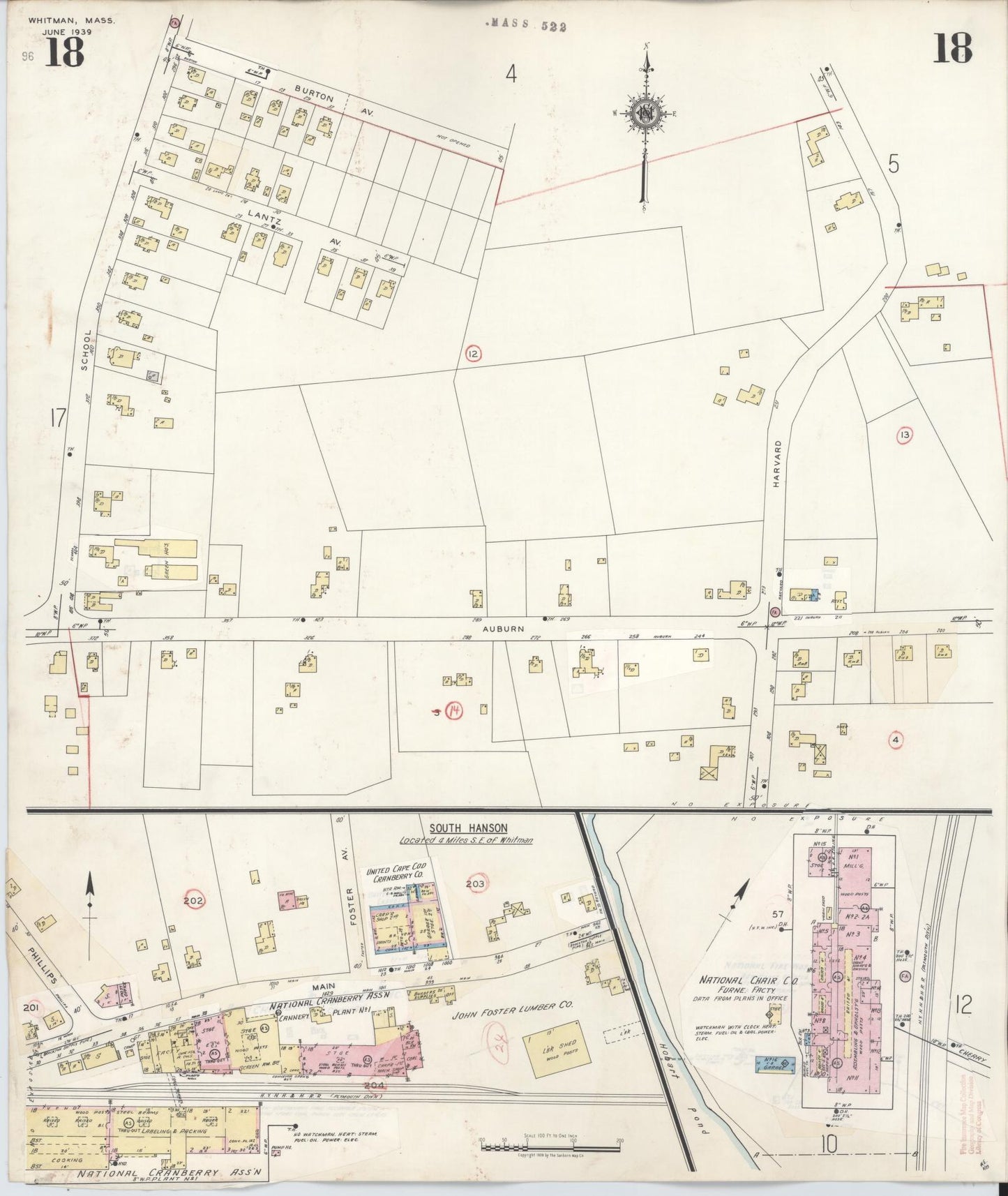 Sanborn Fire Insurance Map from Whitman, Plymouth County, Massachusetts (1950), Sheet #0018 - Historic Sanborn Fire Insurance Map Print, vintage old map wall art, antique decor, genealogy gift, Massachusetts Massachusetts map