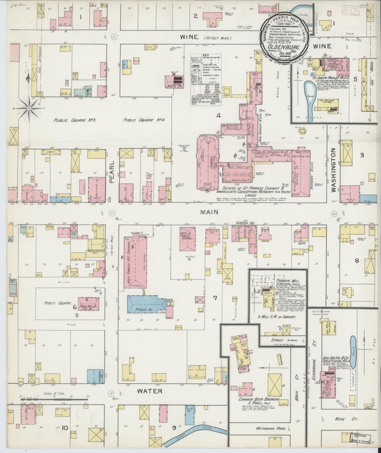 Sanborn Fire Insurance Map from Oldenburg, Franklin County, Indiana. (1892) – Historic Sanborn Fire Insurance Map Print