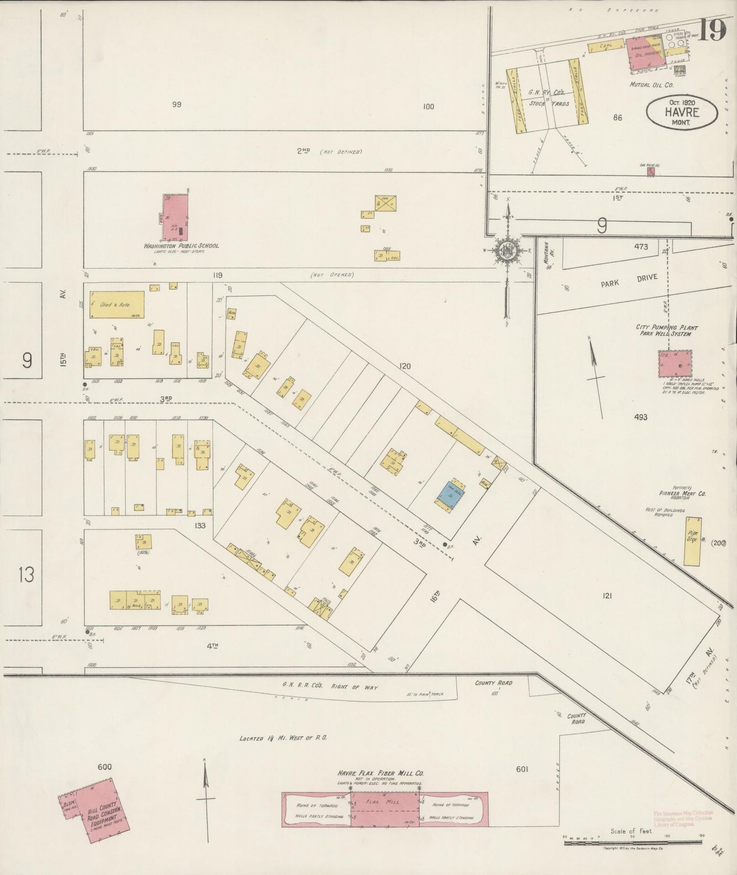 Sanborn Fire Insurance Map from Havre, Hill County, Montana (1920), Sheet #0019 - Complete Map Set gallery image, historic Sanborn map, vintage wall art, Montana Montana