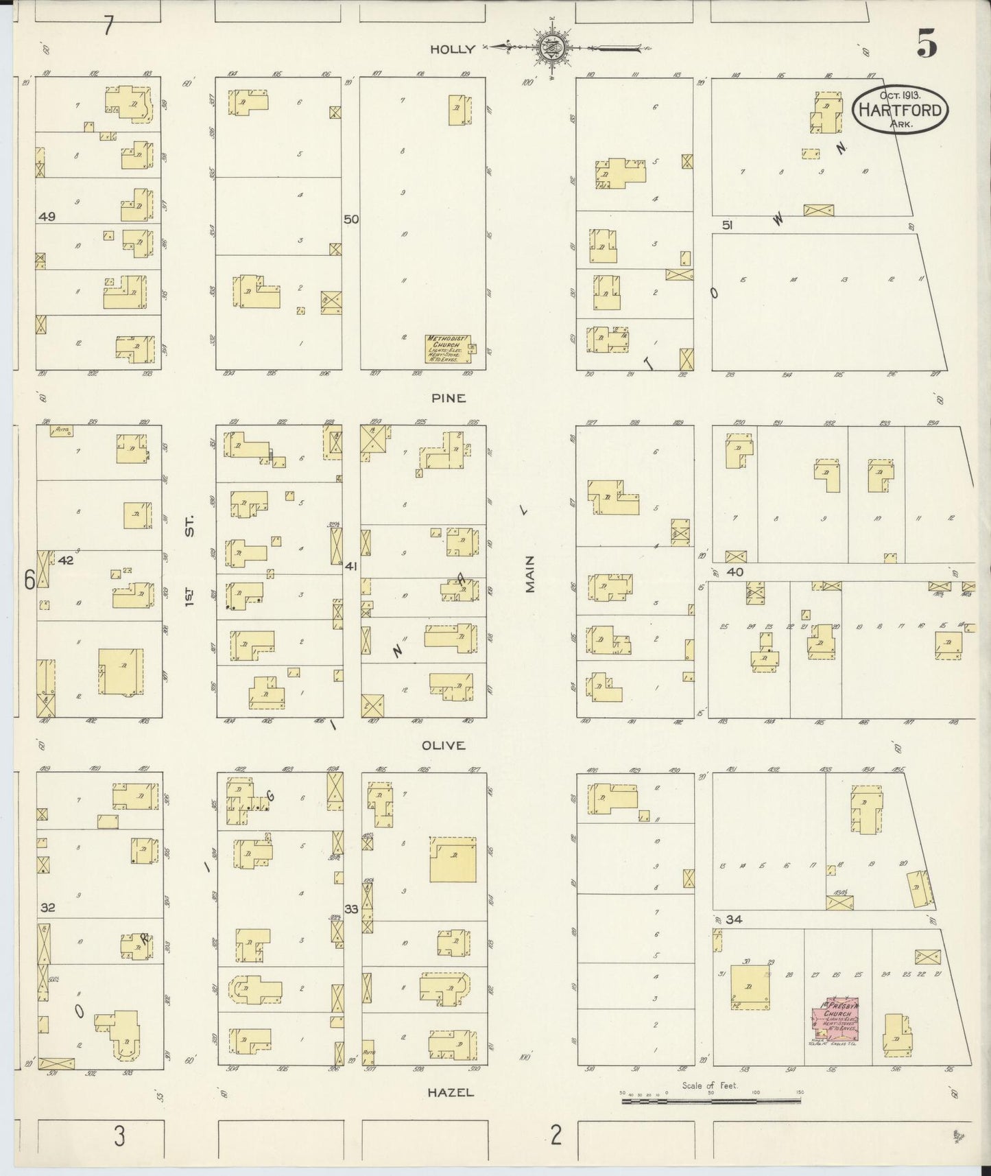 Sanborn Fire Insurance Map from Hartford, Sebastian County, Arkansas (1913), Sheet #0005 - Historic Sanborn Fire Insurance Map Print, vintage old map wall art, antique decor, genealogy gift, Arkansas Arkansas map