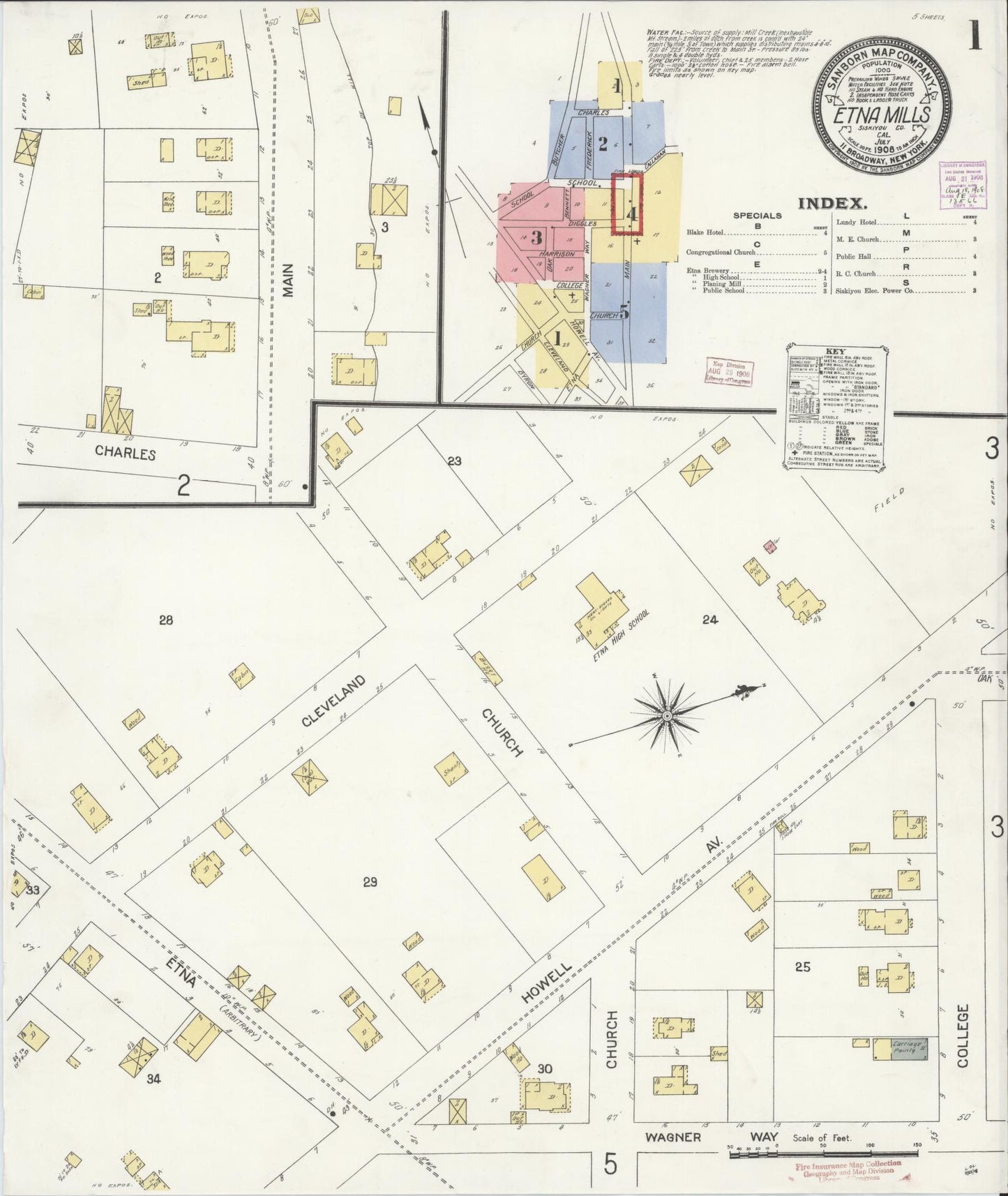 Sanborn Fire Insurance Map from Etna, Siskiyou County, California (1908), Sheet #0001 - Historic Sanborn Fire Insurance Map Print, vintage old map wall art, antique decor, genealogy gift, California California map
