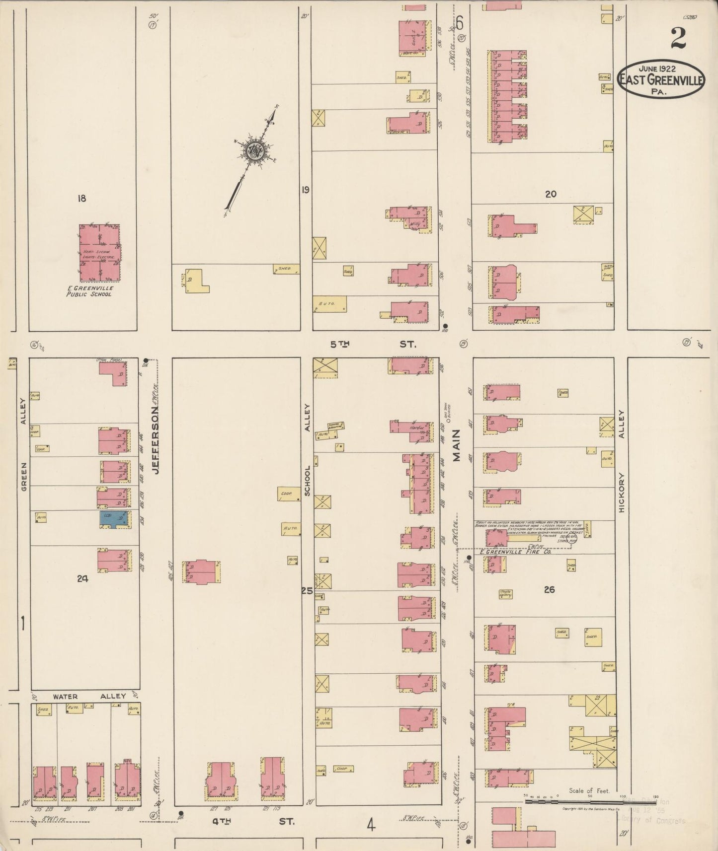 Sanborn Fire Insurance Map from East Greenville, Montgomery County, Pennsylvania (1922), Sheet #0002 - Historic Sanborn Fire Insurance Map Print, vintage old map wall art, antique decor, genealogy gift, Pennsylvania Pennsylvania map