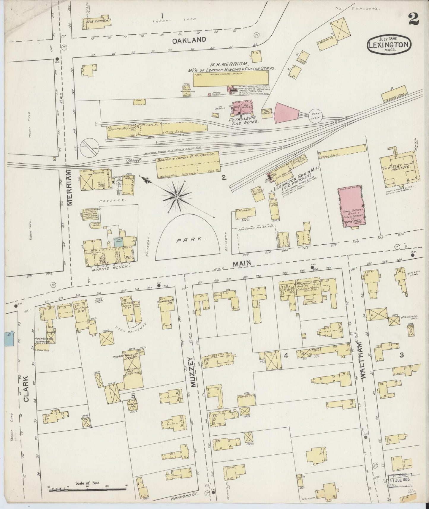 Sanborn Fire Insurance Map from Lexington, Middlesex County, Massachusetts (1892), Sheet #0002 - Historic Sanborn Fire Insurance Map Print, vintage old map wall art, antique decor, genealogy gift, Massachusetts Massachusetts map