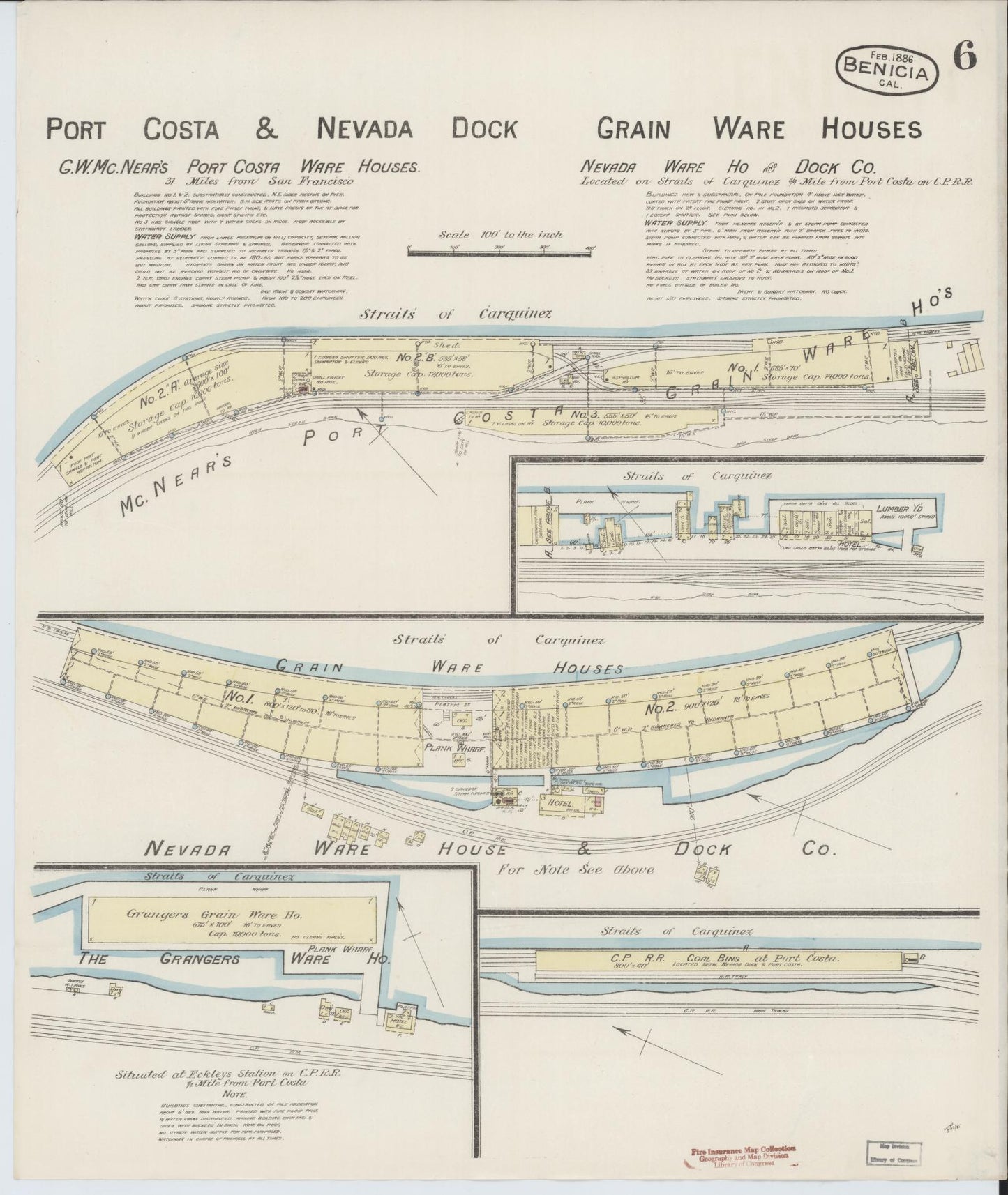 Sanborn Fire Insurance Map from Benicia, Solano County, California (1886), Sheet #0006 - Historic Sanborn Fire Insurance Map Print, vintage old map wall art, antique decor, genealogy gift, California California map