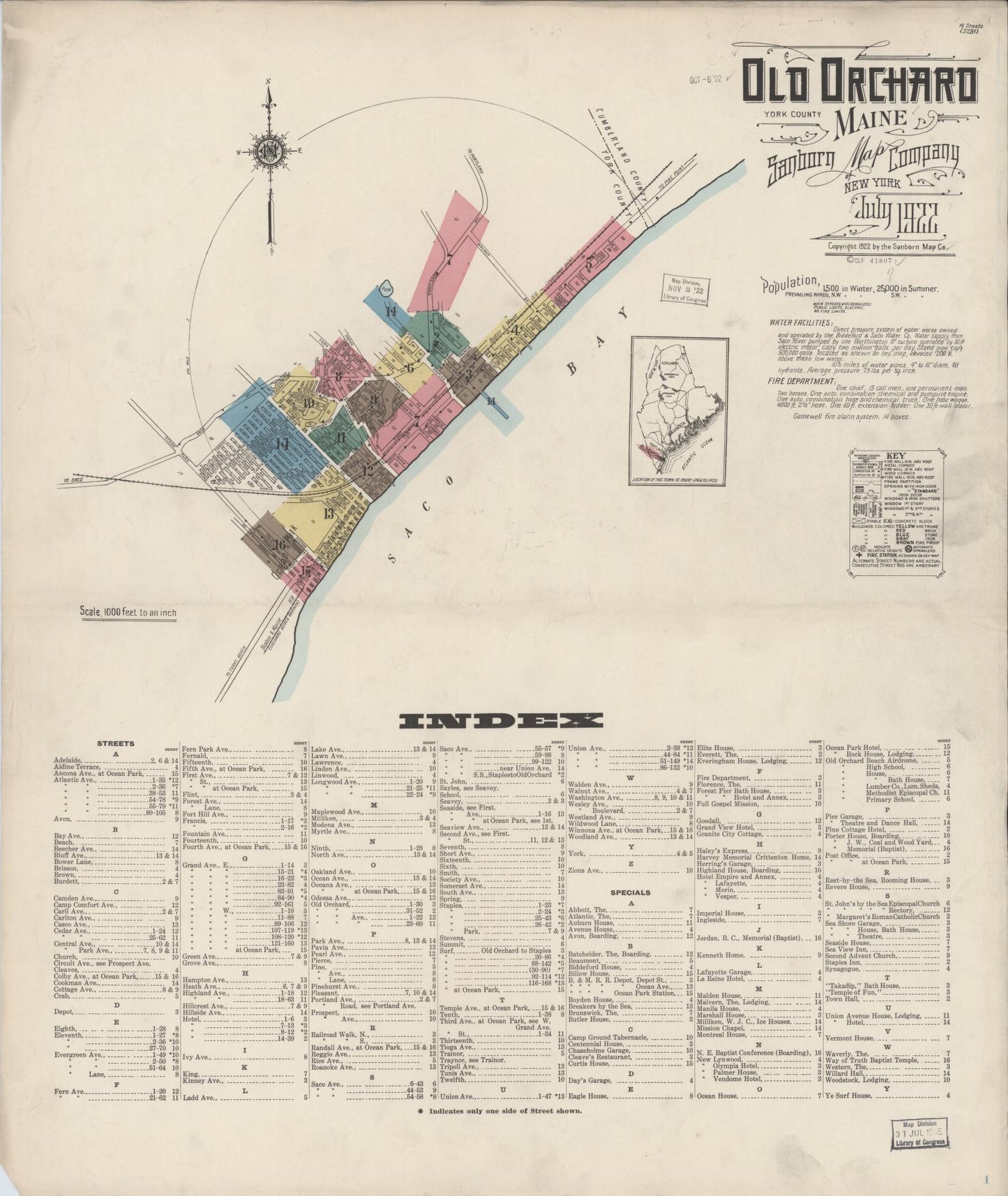 Sanborn Fire Insurance Map from Old Orchard, York County, Maine. (1922) – Historic Sanborn Fire Insurance Map Print