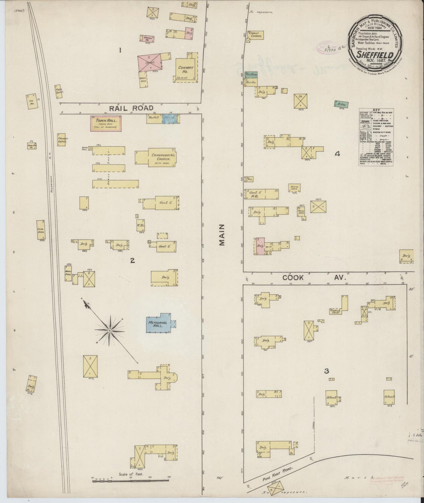 Sanborn Fire Insurance Map from Sheffield, Berkshire County, Massachusetts (1887), Sheet #0001 - Historic Sanborn Fire Insurance Map Print, vintage old map wall art, antique decor, genealogy gift, Massachusetts Massachusetts map