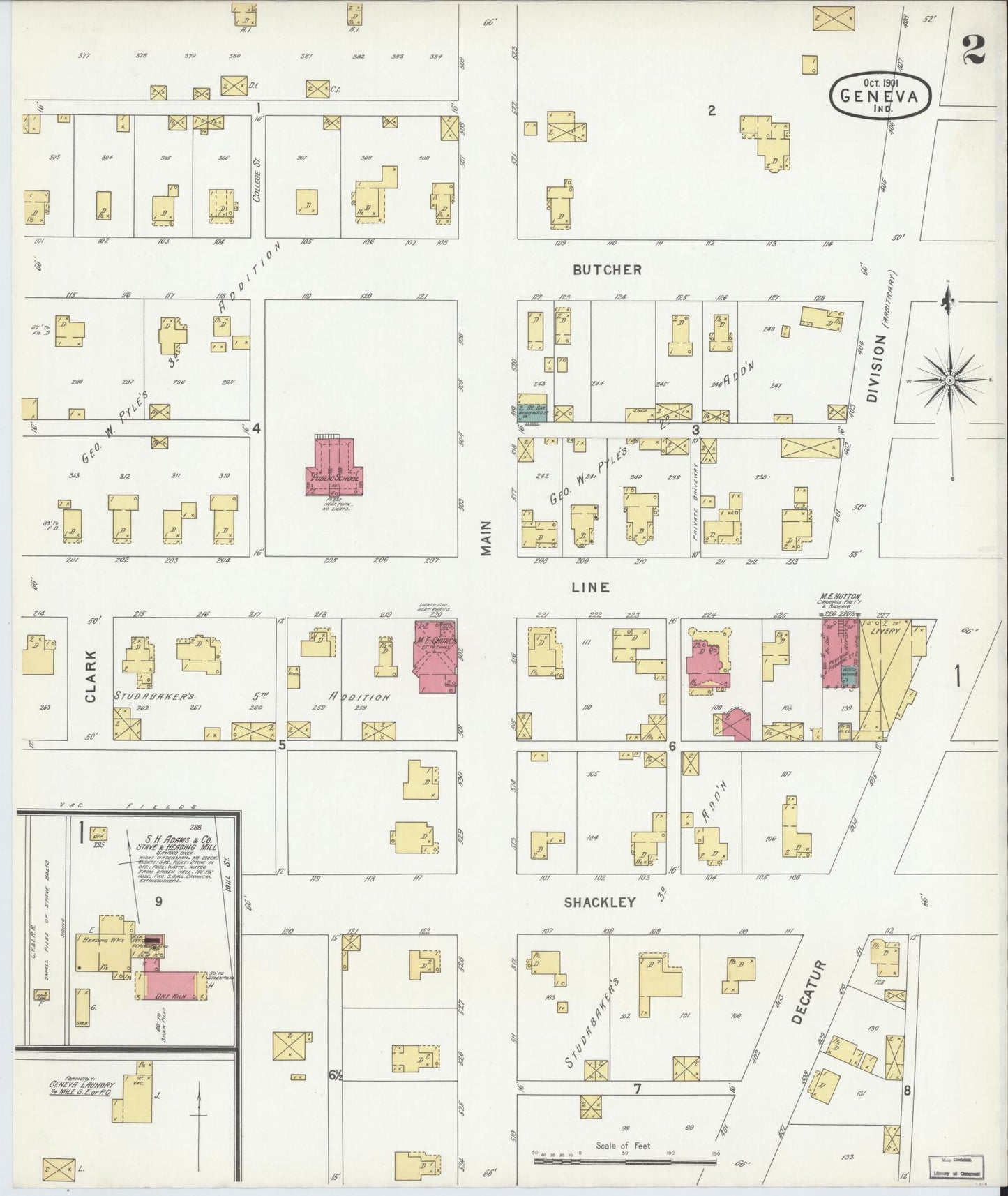 Sanborn Fire Insurance Map from Geneva, Adams County, Indiana (1901), Sheet #0002 - Complete Map Set gallery image, historic Sanborn map, vintage wall art, Indiana Indiana