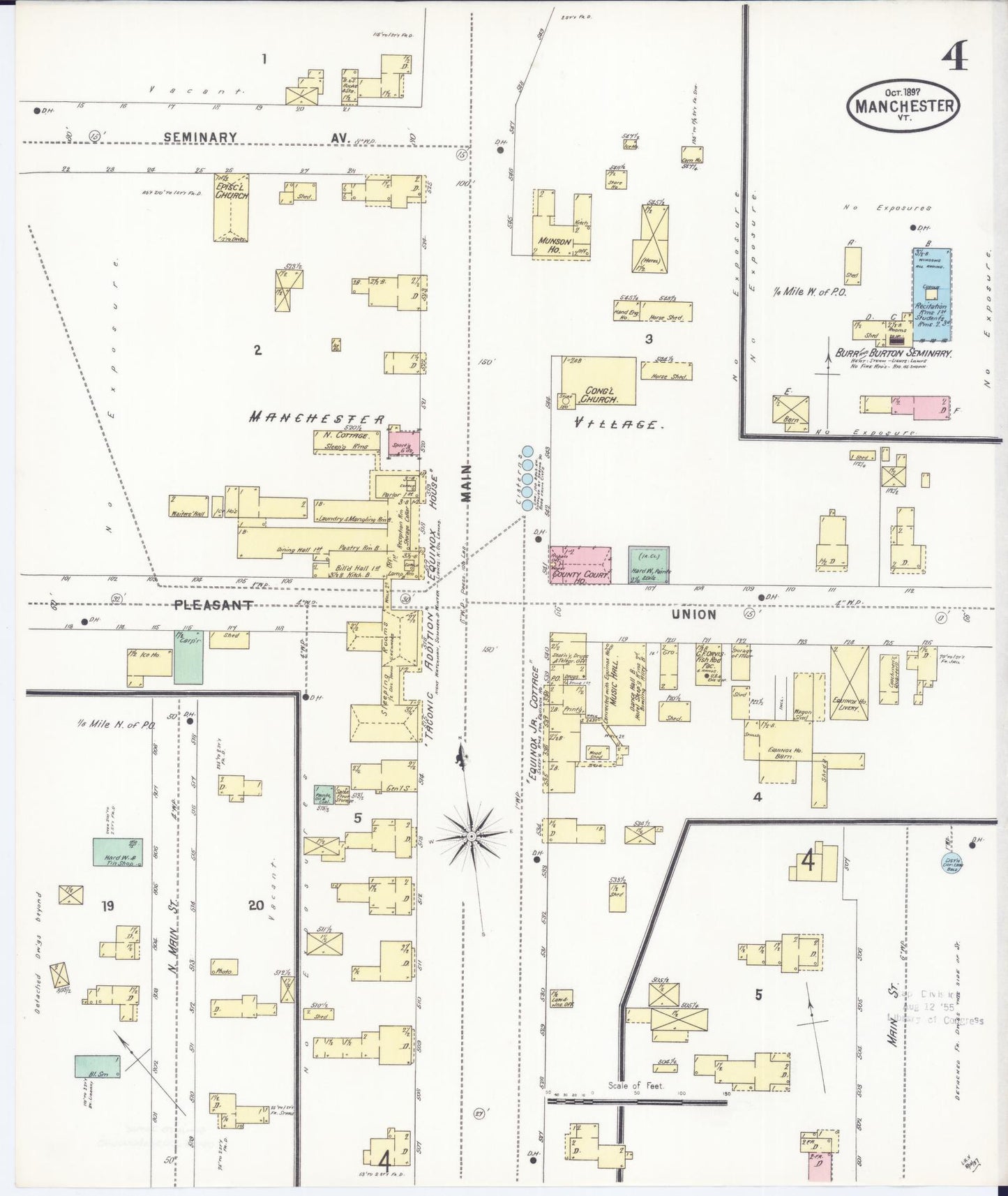 Sanborn Fire Insurance Map from Manchester, Bennington County, Vermont. (1897), Sheet 4 – Historic Sanborn Fire Insurance Map Print