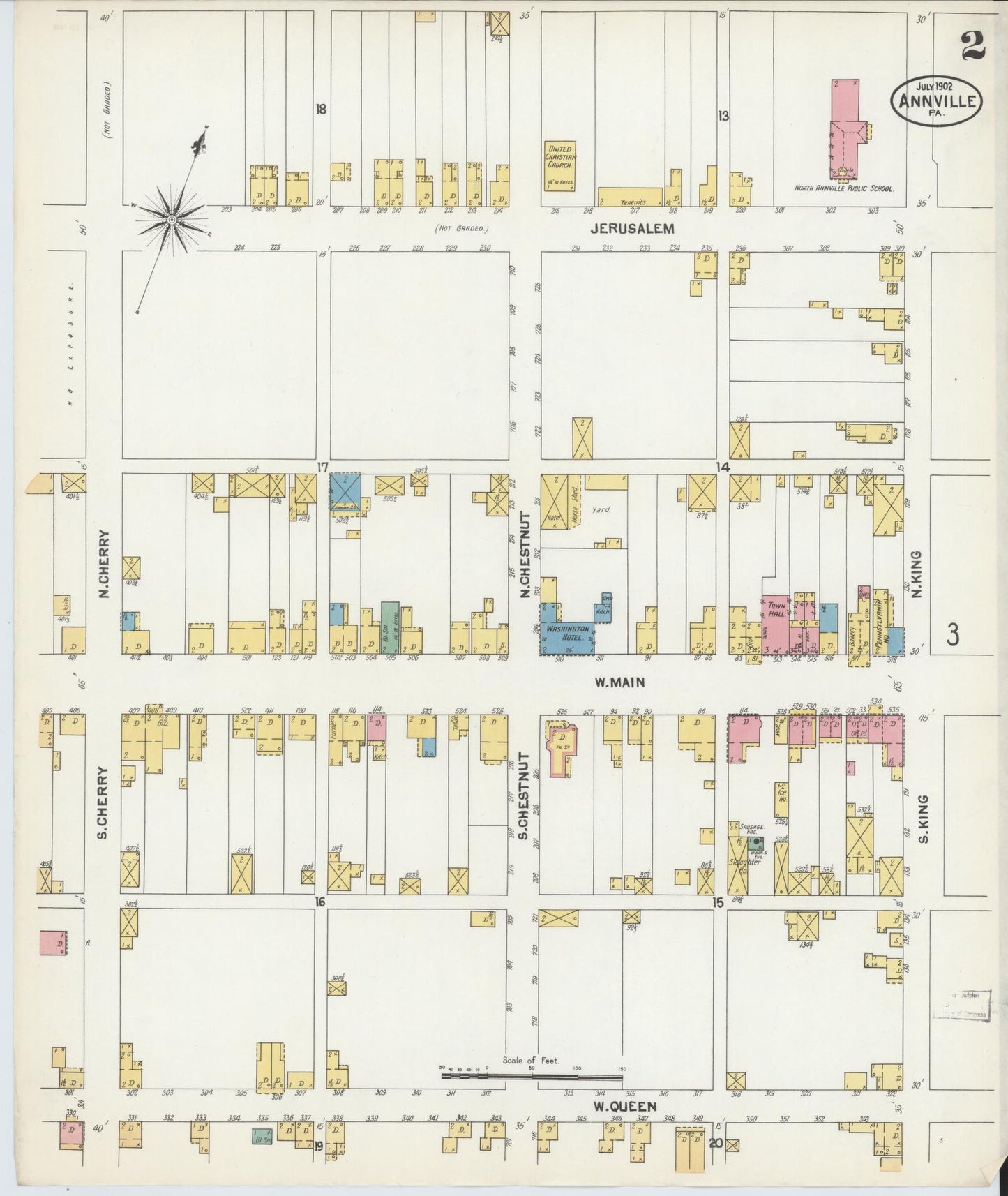 Sanborn Fire Insurance Map from Annville, Lebanon County, Pennsylvania (1902), Sheet #0002 - Historic Sanborn Fire Insurance Map Print, vintage old map wall art, antique decor, genealogy gift, Pennsylvania Pennsylvania map