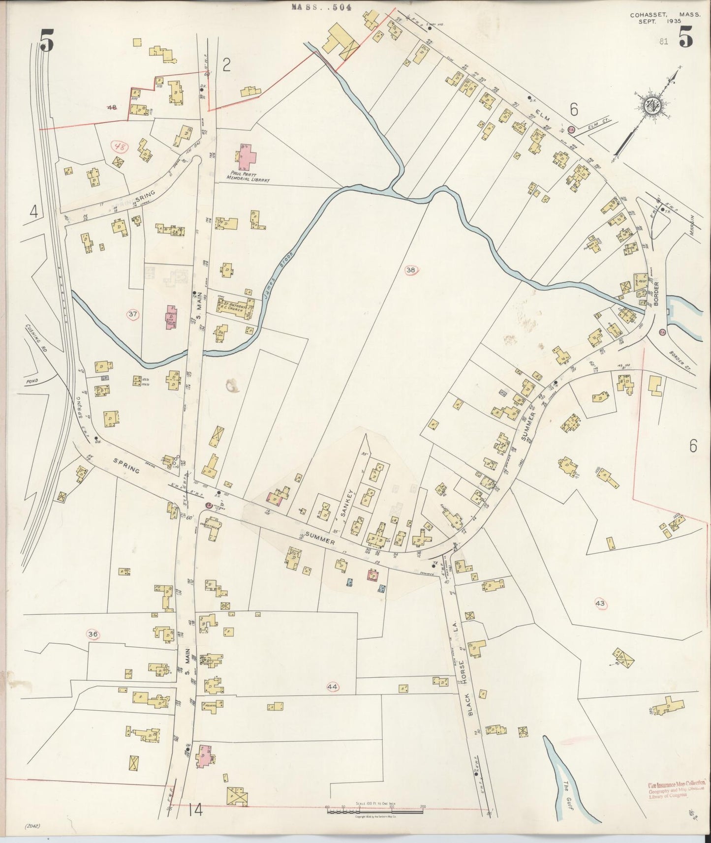 Sanborn Fire Insurance Map from Cohasset, Norfolk County, Massachusetts (1940), Sheet #0005 - Historic Sanborn Fire Insurance Map Print, vintage old map wall art, antique decor, genealogy gift, Massachusetts Massachusetts map