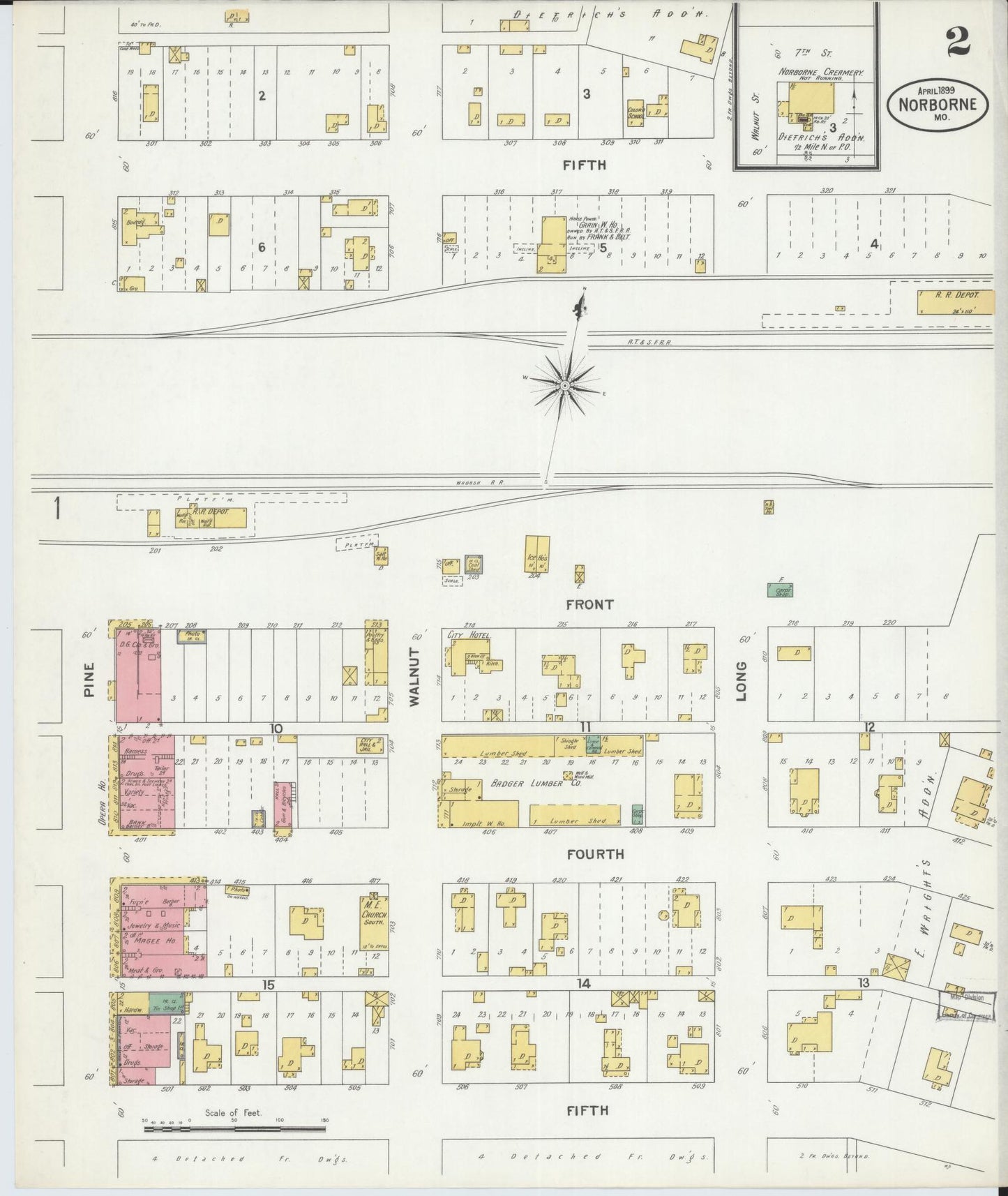 Sanborn Fire Insurance Map from Norborne, Carroll County, Missouri (1899), Sheet #0002 - Complete Map Set gallery image, historic Sanborn map, vintage wall art, Missouri Missouri