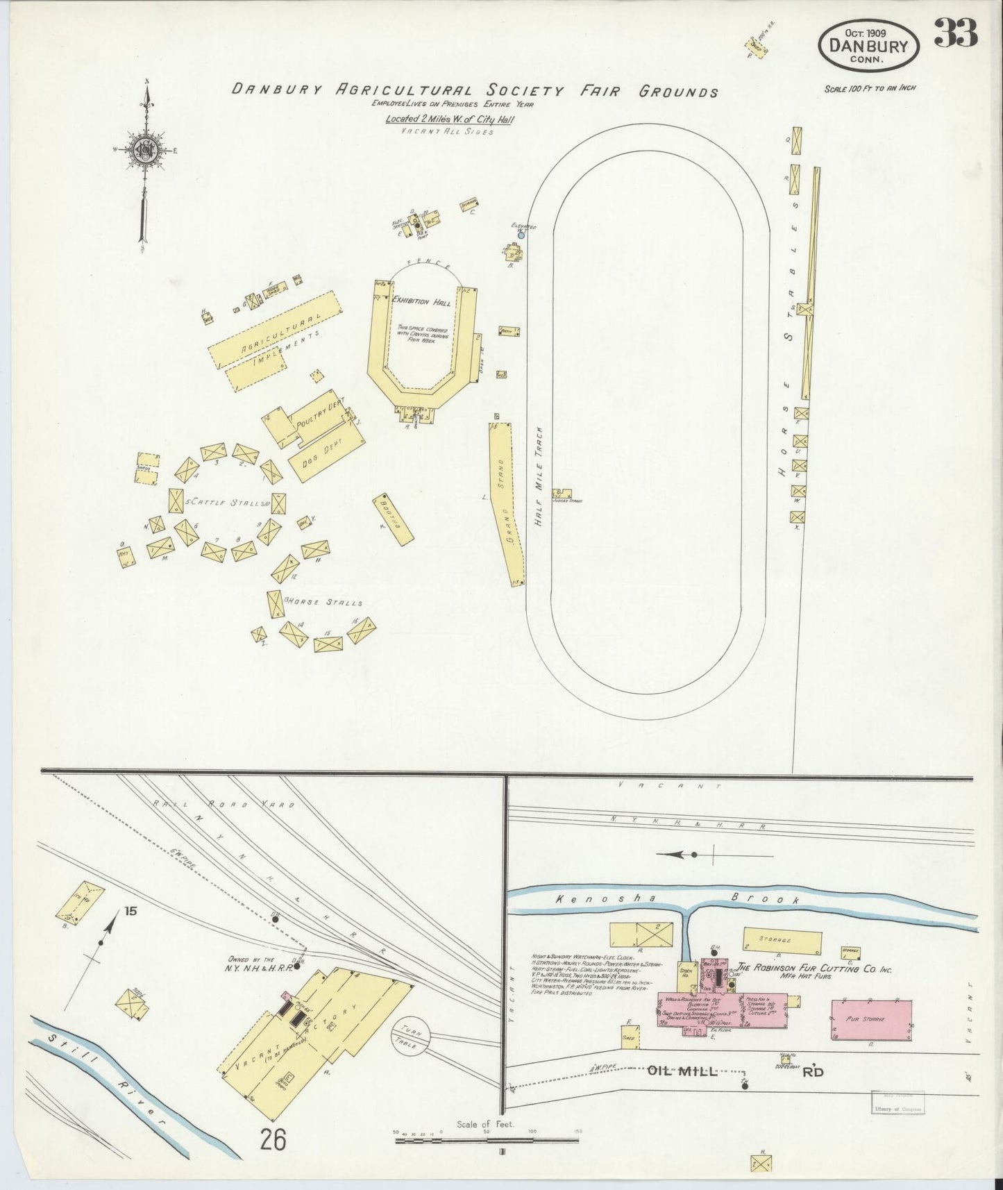 Sanborn Fire Insurance Map from Danbury, Fairfield County, Connecticut (1909), Sheet #0033 - Complete Map Set gallery image, historic Sanborn map, vintage wall art, Connecticut Connecticut