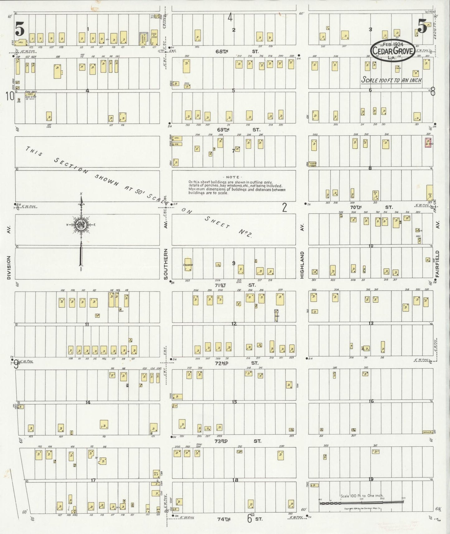Sanborn Fire Insurance Map from Cedar Grove, Caddo Parish, Louisiana (1924), Sheet #0005 - Historic Sanborn Fire Insurance Map Print, vintage old map wall art, antique decor, genealogy gift, Louisiana Louisiana map