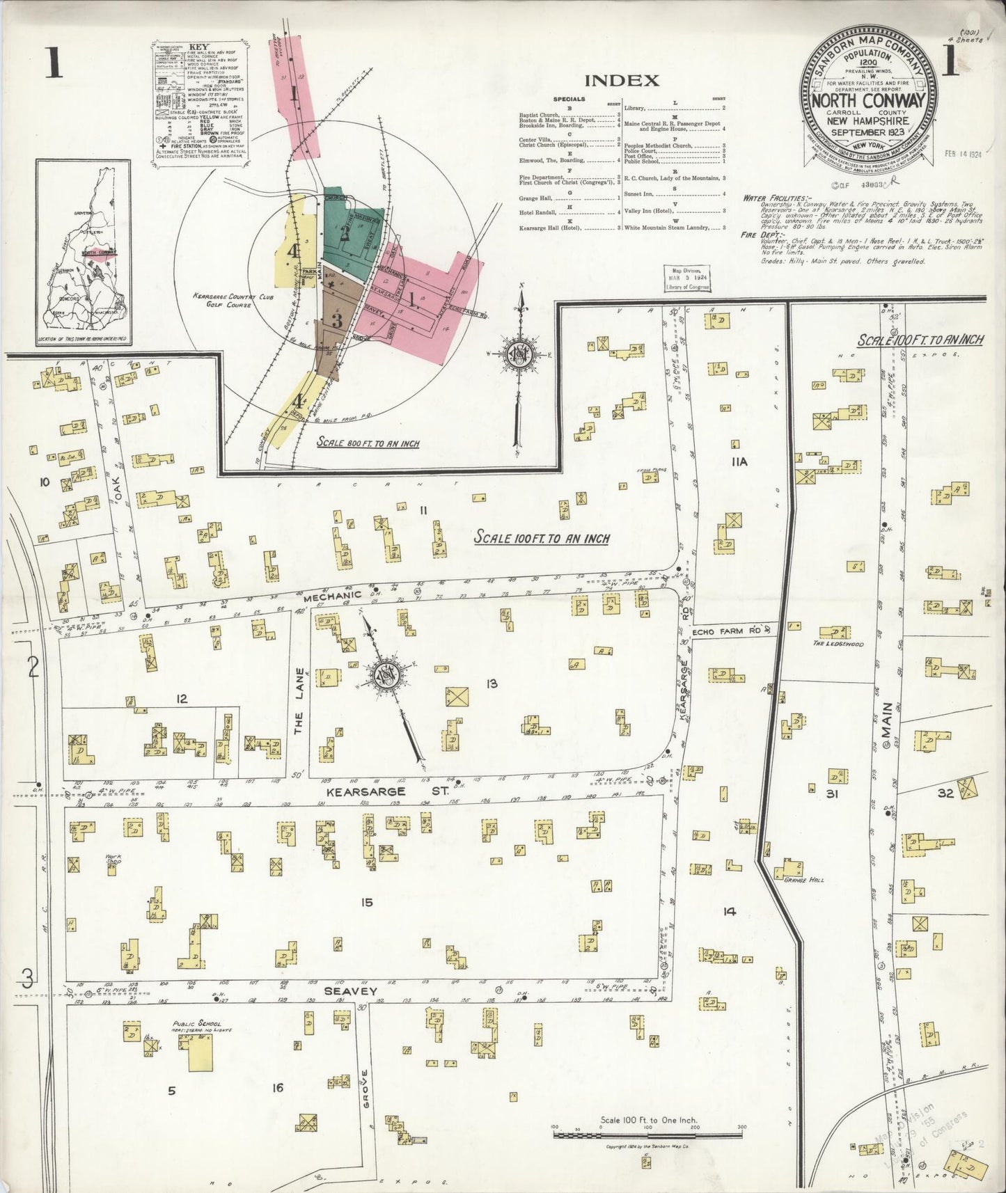 Sanborn Fire Insurance Map from North Conway, Carroll County, New Hampshire. (1923) – Historic Sanborn Fire Insurance Map Print