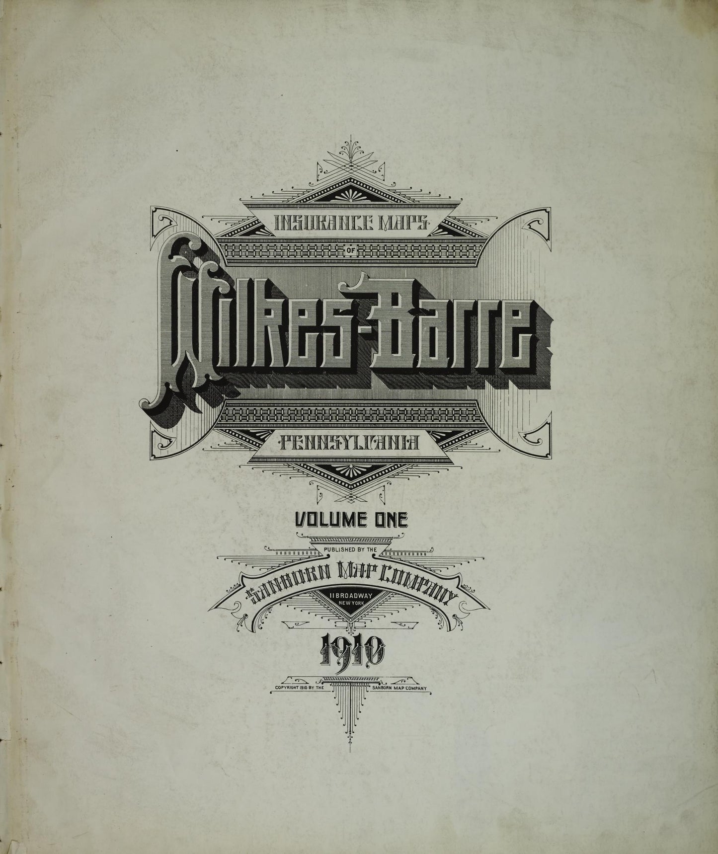 Sanborn Fire Insurance Map from Wilkes Barre, Luzerne County, Pennsylvania (1910), Sheet #0001 - Complete Map Set gallery image, historic Sanborn map, vintage wall art, Pennsylvania Pennsylvania