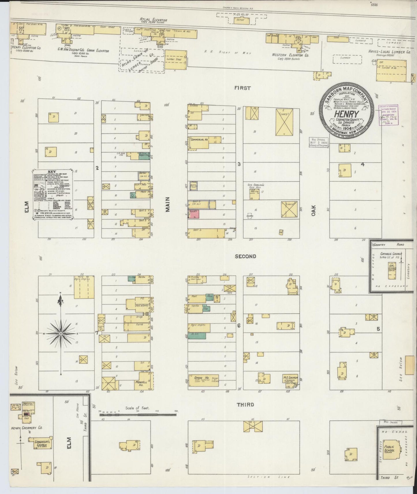 Sanborn Fire Insurance Map from Henry, Codington County, South Dakota (1904), Sheet #0001 - Historic Sanborn Fire Insurance Map Print, vintage old map wall art, antique decor, genealogy gift, South Dakota South Dakota map