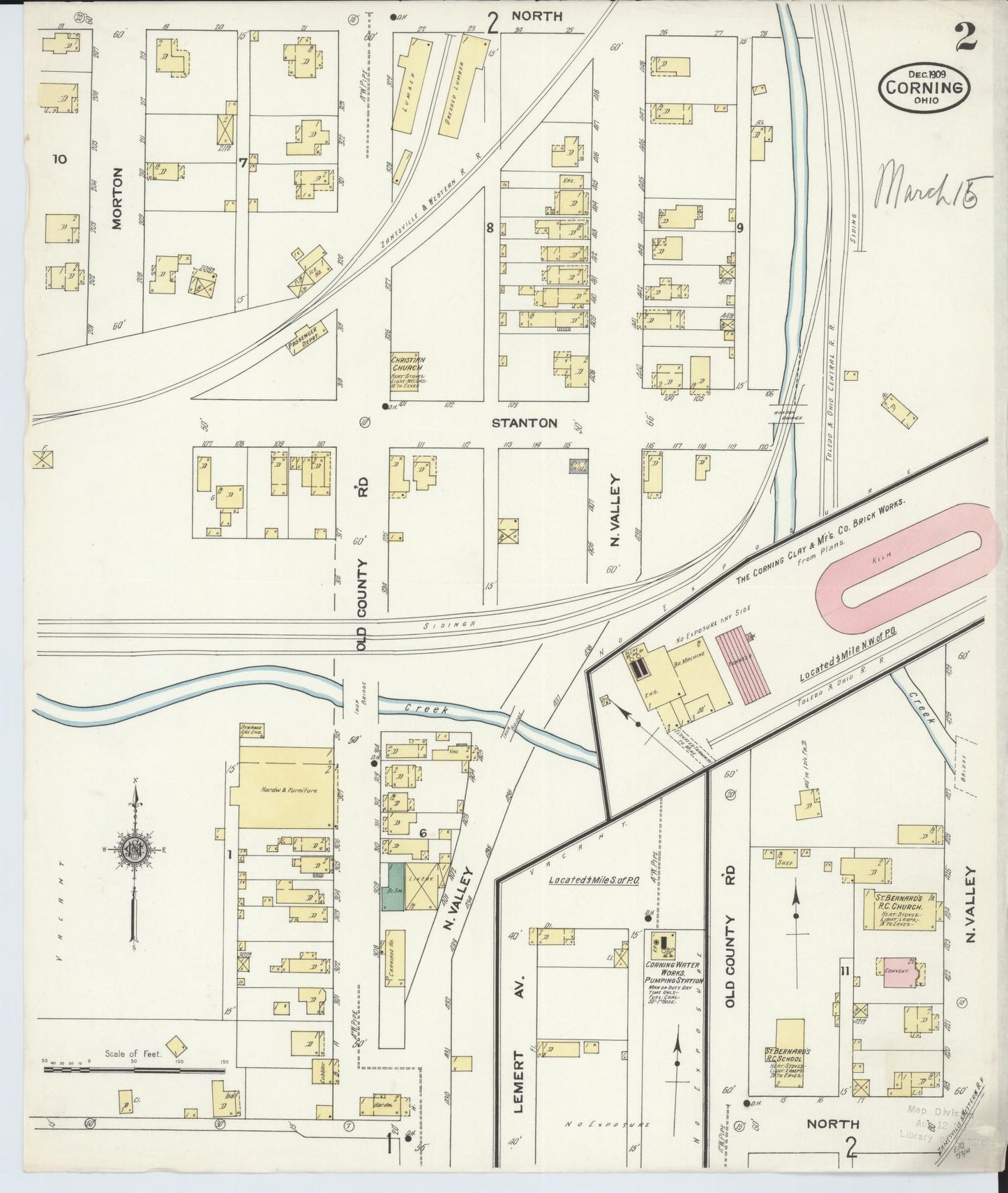 Sanborn Fire Insurance Map from Corning, Perry County, Ohio (1909), Sheet #0002 - Complete Map Set gallery image, historic Sanborn map, vintage wall art, Ohio Ohio