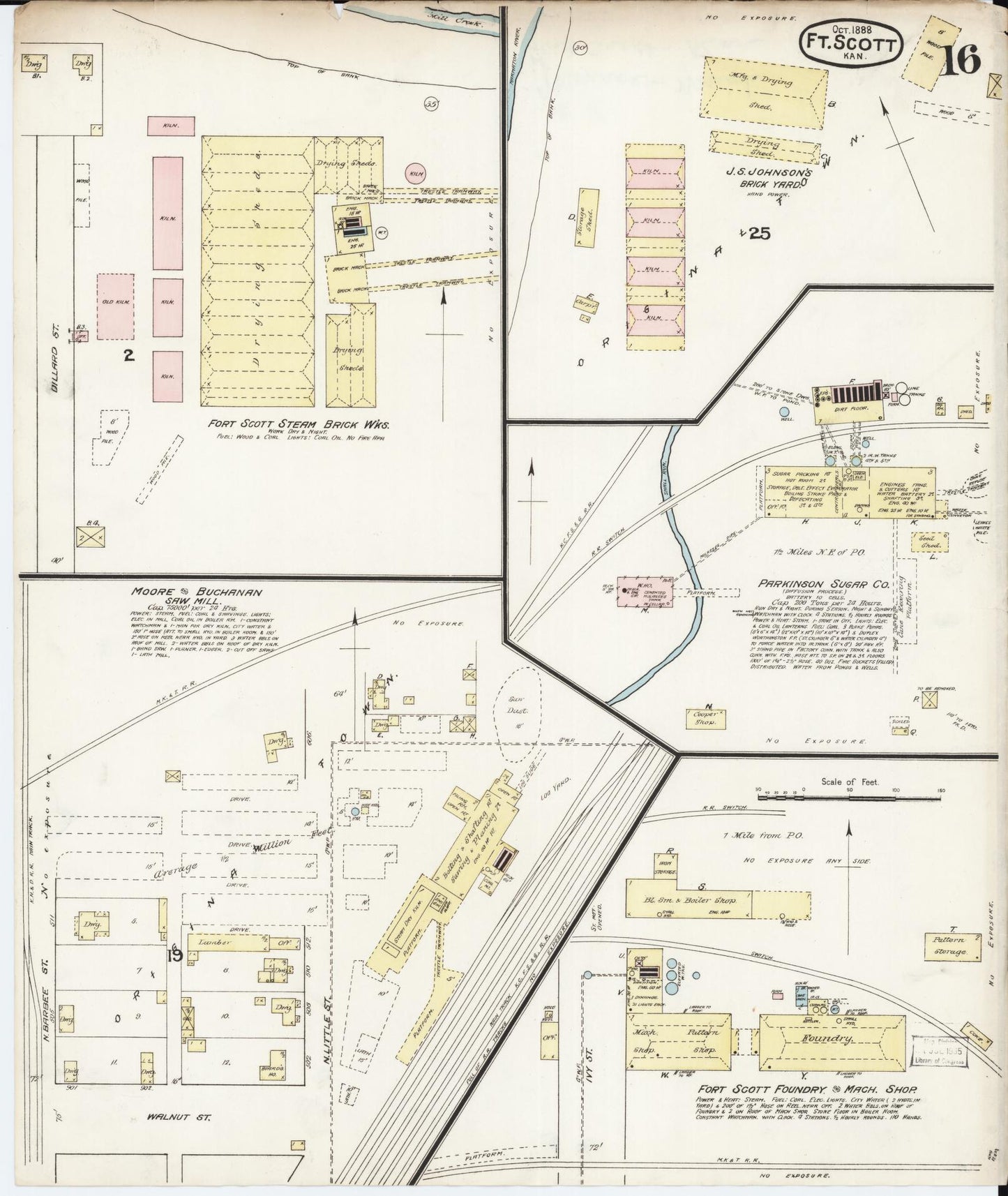 Sanborn Fire Insurance Map from Fort Scott, Bourbon County, Kansas (1888), Sheet #0016 - Complete Map Set gallery image, historic Sanborn map, vintage wall art, Kansas Kansas
