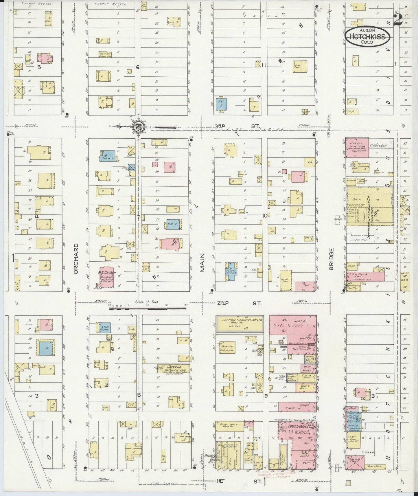 Sanborn Fire Insurance Map from Hotchkiss, Delta County, Colorado (1914), Sheet #0002 - Complete Map Set gallery image, historic Sanborn map, vintage wall art, Colorado Colorado