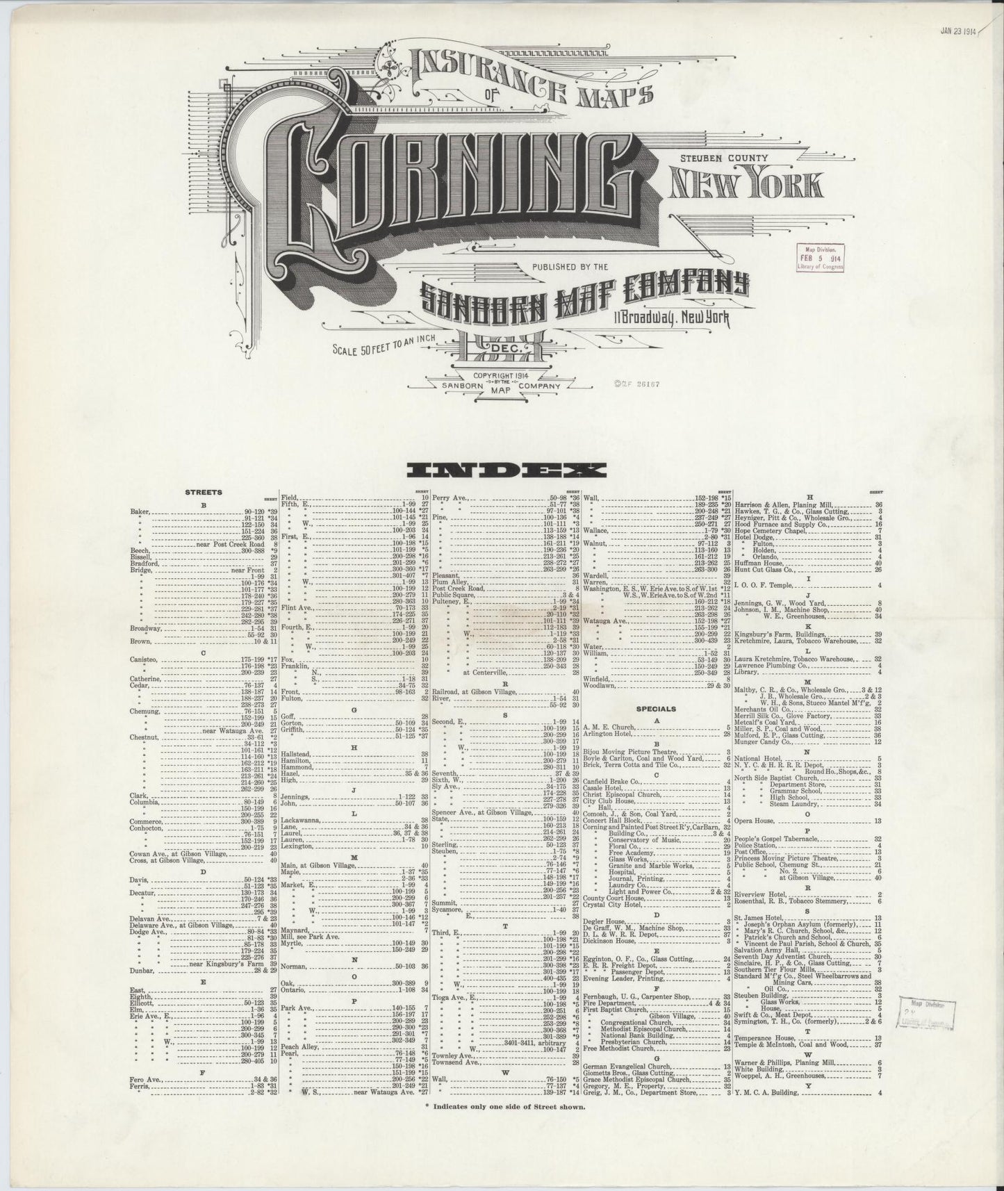 Sanborn Fire Insurance Map from Corning, Steuben County, New York. (1913) – Historic Sanborn Fire Insurance Map Print