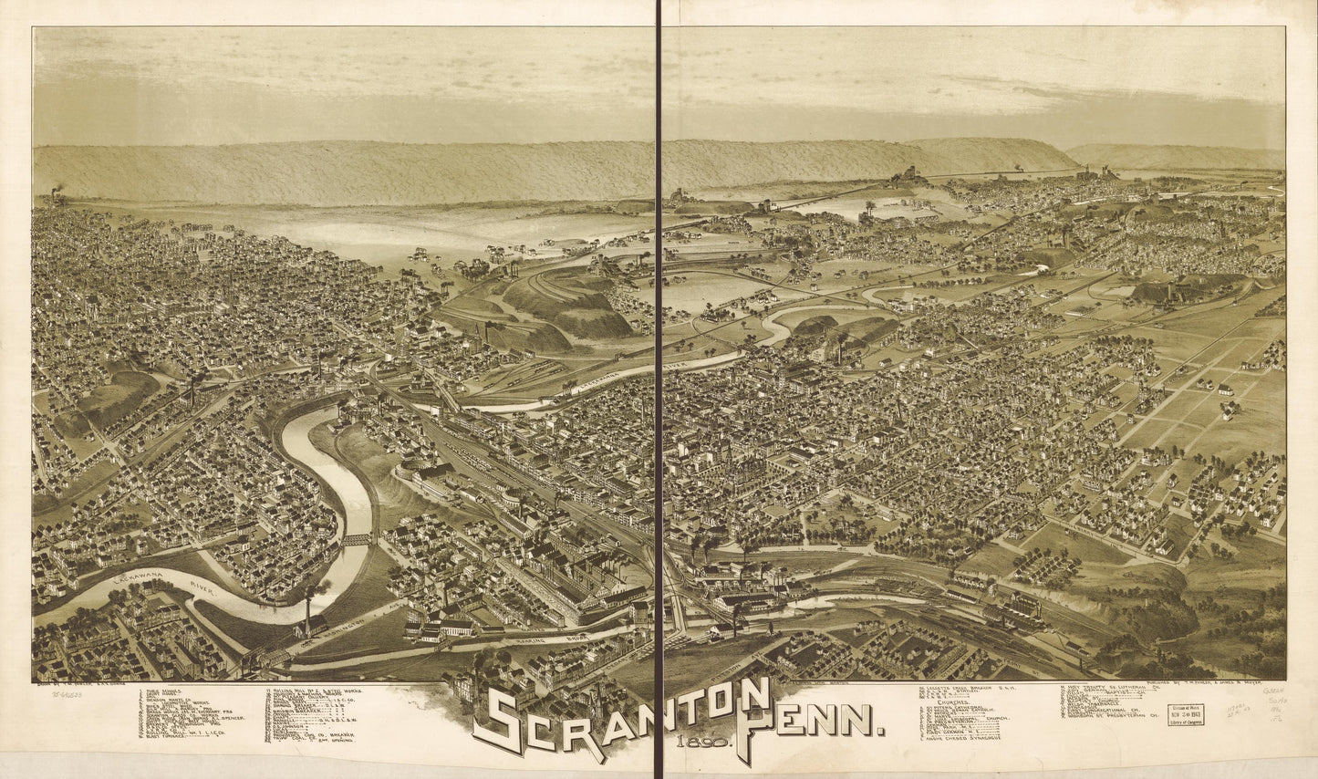 Scranton, Penn. 1890. (1890) – Historic Bird’s-Eye View Panorama Print