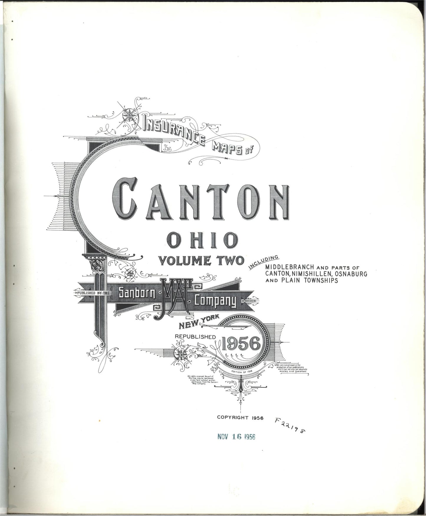 Sanborn Fire Insurance Map from Canton, Stark County, Ohio (1956), Sheet #0001 - Complete Map Set gallery image, historic Sanborn map, vintage wall art, Ohio Ohio
