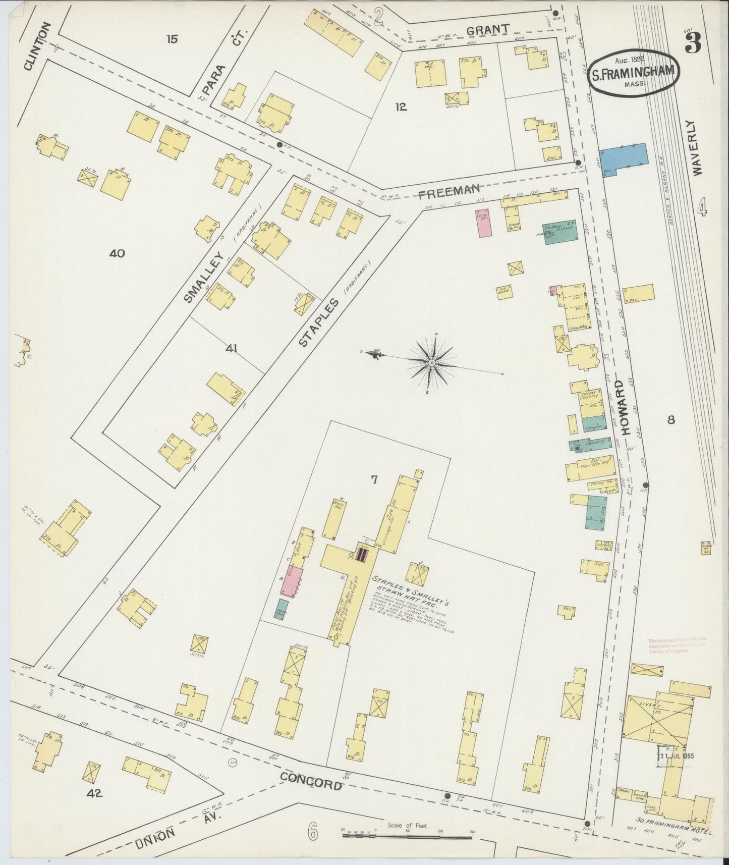 Sanborn Fire Insurance Map from South Farmington, Middlesex County, Massachusetts (1892), Sheet #0003 - Historic Sanborn Fire Insurance Map Print, vintage old map wall art, antique decor, genealogy gift, Massachusetts Massachusetts map