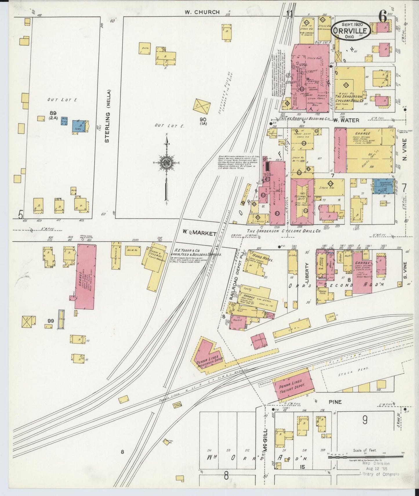 Sanborn Fire Insurance Map from Orrville, Wayne County, Ohio (1920), Sheet #0006 - Historic Sanborn Fire Insurance Map Print, vintage old map wall art, antique decor, genealogy gift, Ohio Ohio map