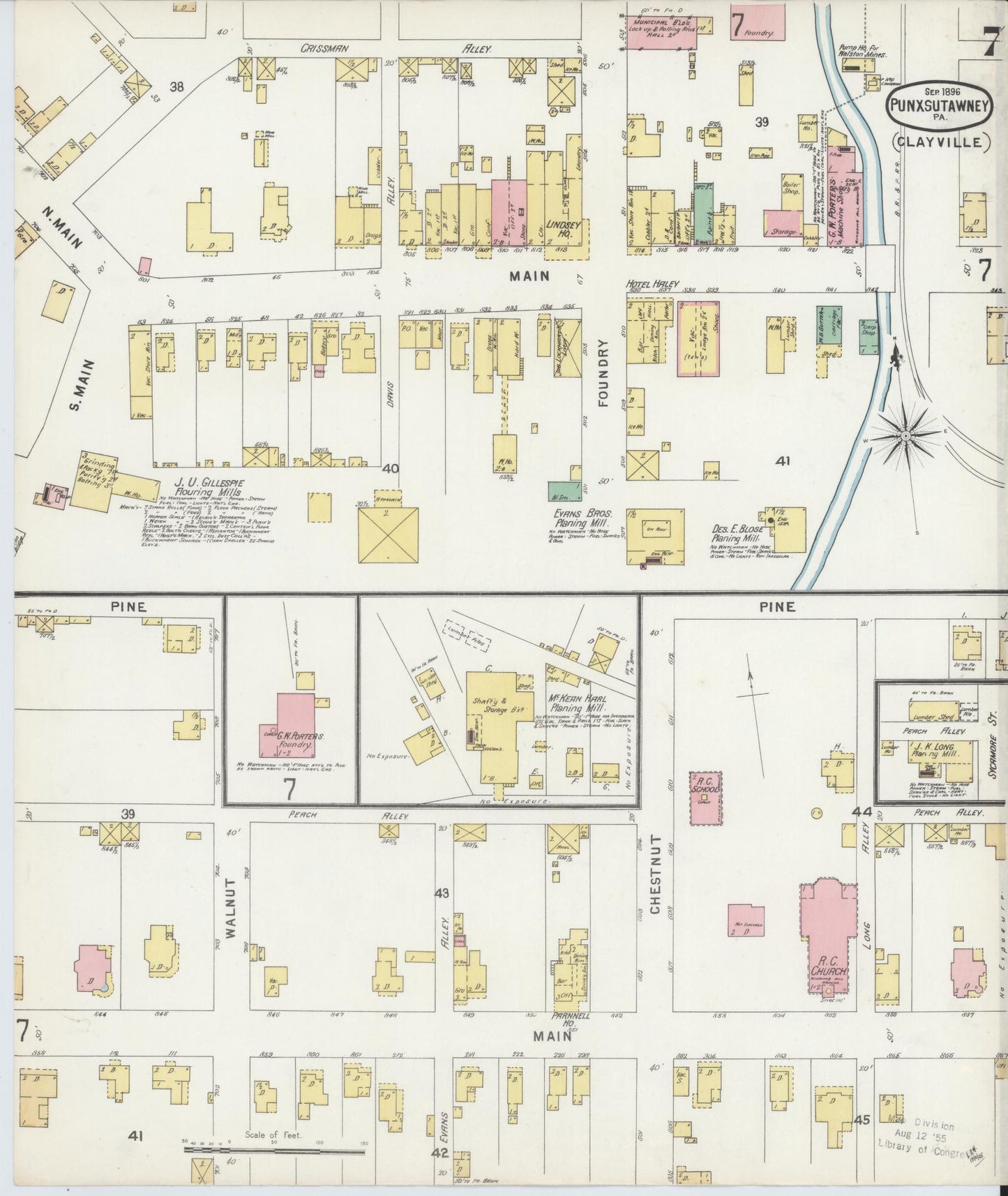 Sanborn Fire Insurance Map from Punxsutawney, Jefferson County, Pennsylvania (1896), Sheet #0007 - Complete Map Set gallery image, historic Sanborn map, vintage wall art, Pennsylvania Pennsylvania